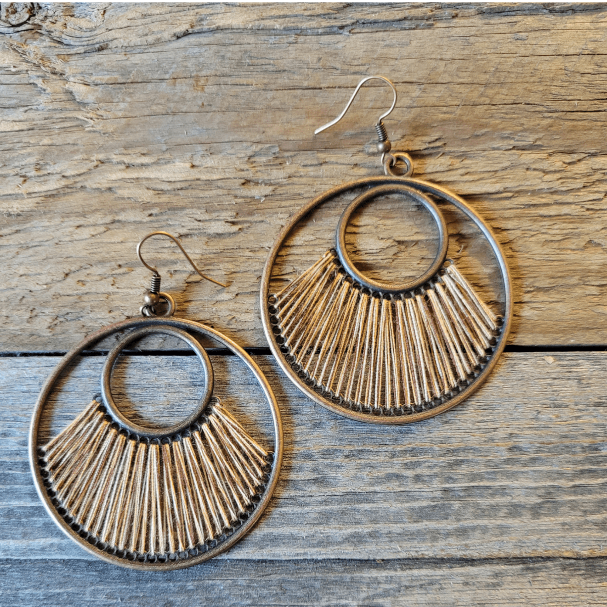 Fan Woven Hoop Earrings - Ranch Junkie Mercantile LLC