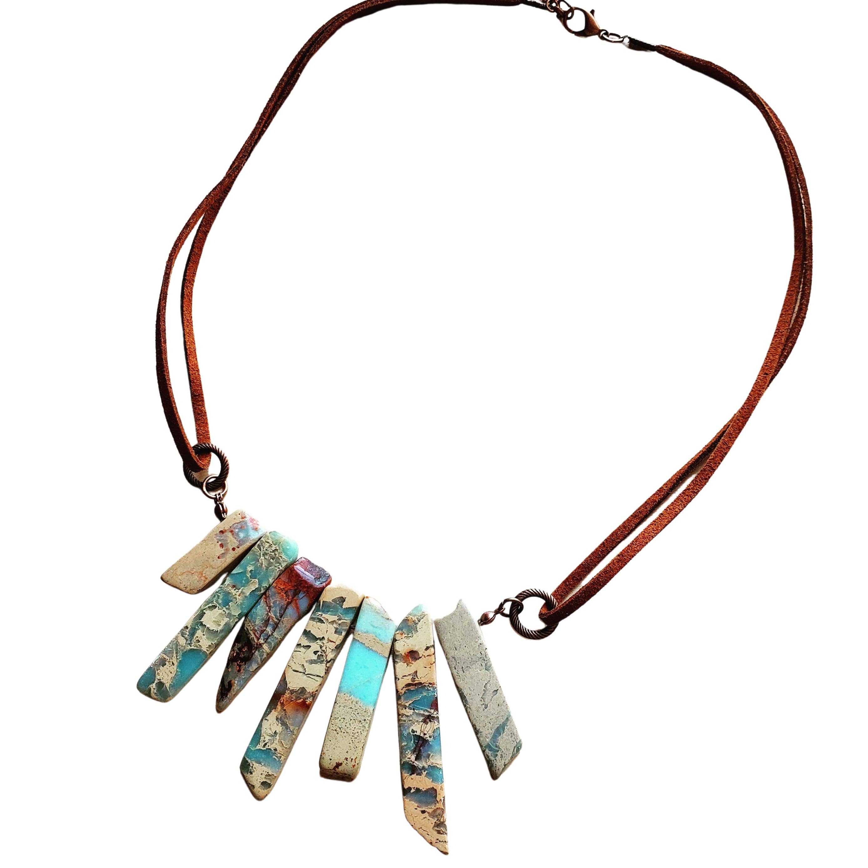 Aqua Terra Leather Cord Necklace - Ranch Junkie Mercantile LLC