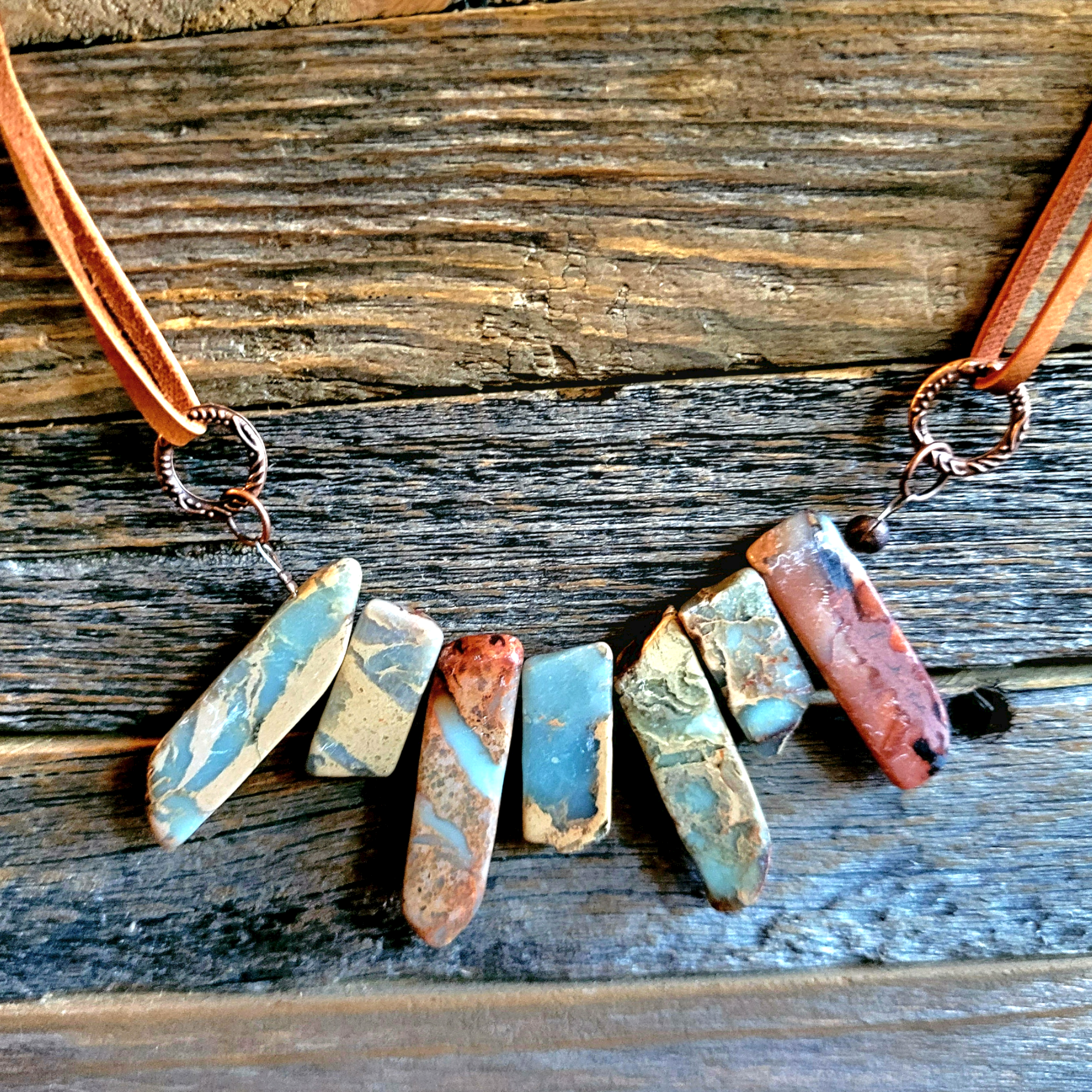 Aqua Terra Leather Cord Necklace - Ranch Junkie Mercantile LLC