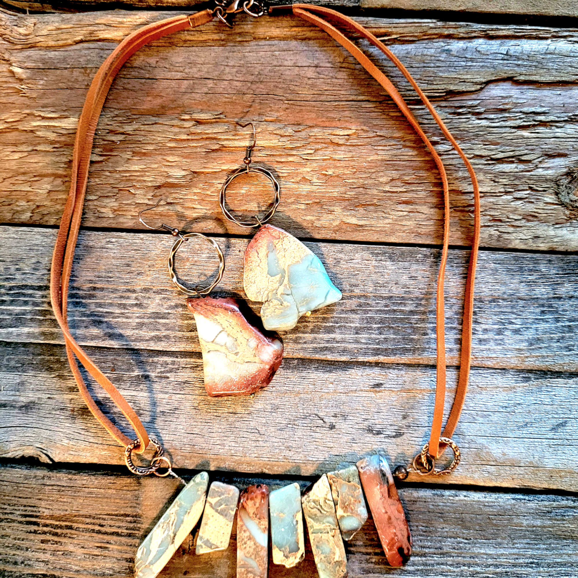 Aqua Terra Leather Cord Necklace - Ranch Junkie Mercantile LLC