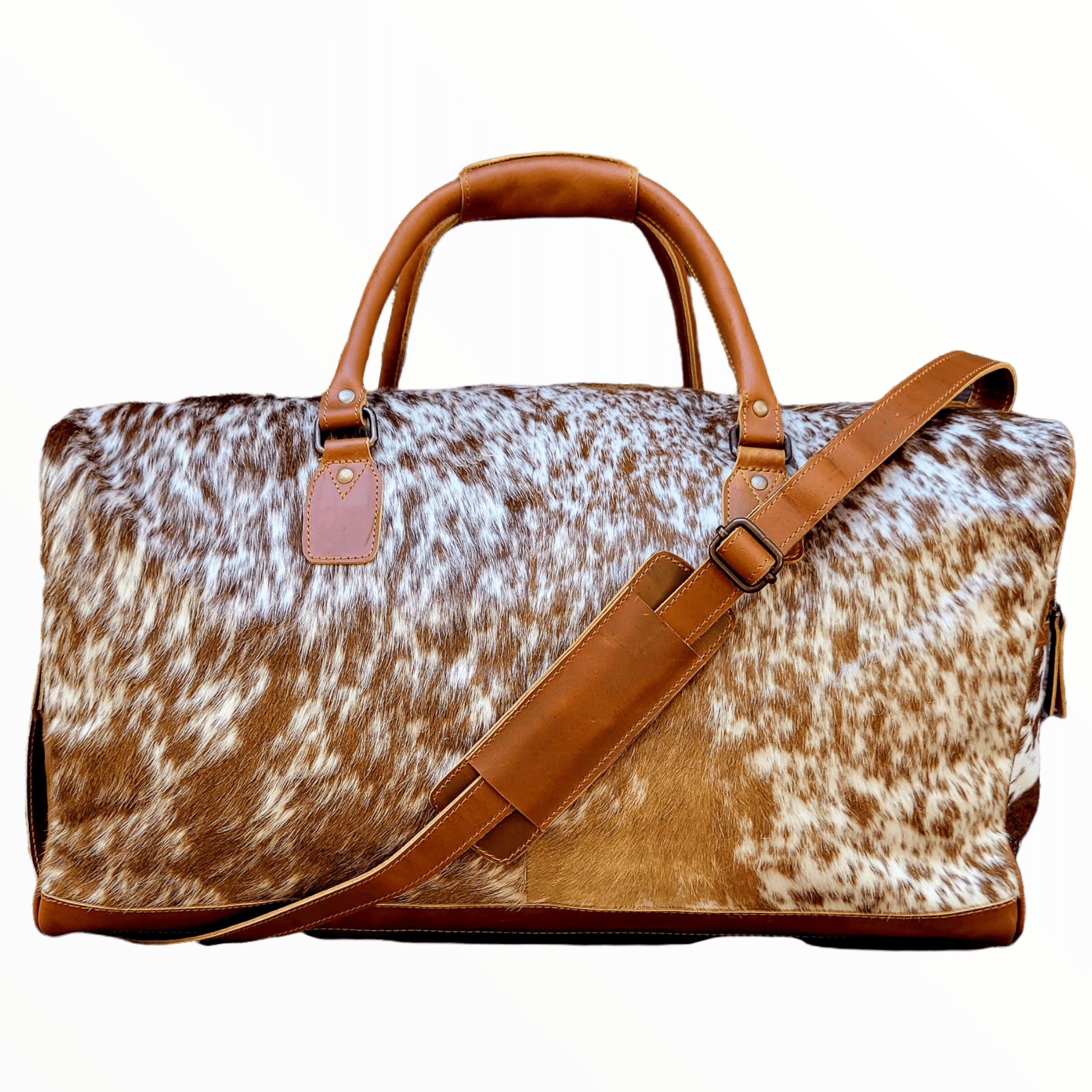 Bundle Deal Highlands Large Genuine Cowhide Weekender Duffel Saddle+ Wristlet Clutch Saddle - Ranch Junkie Mercantile LLC