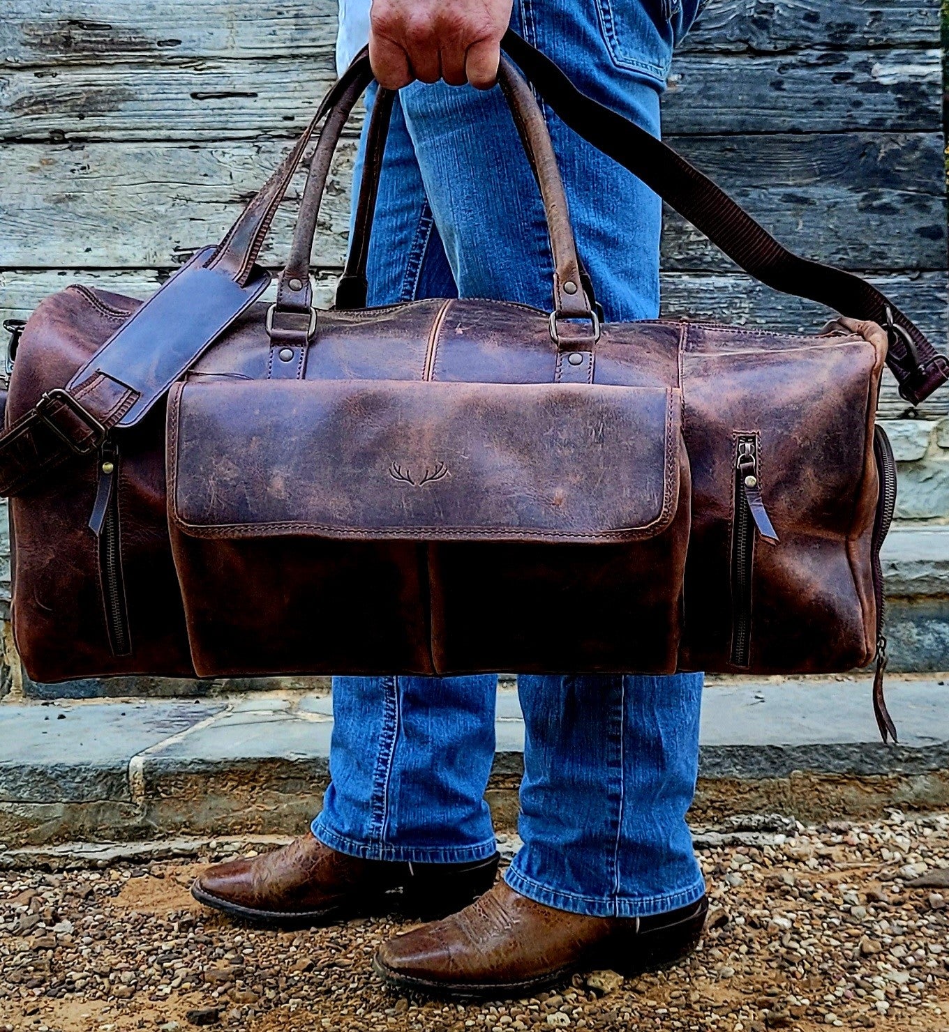 Denali Vintage Saddle Leather Weekender Leather Duffel Bag - Ranch Junkie Mercantile LLC