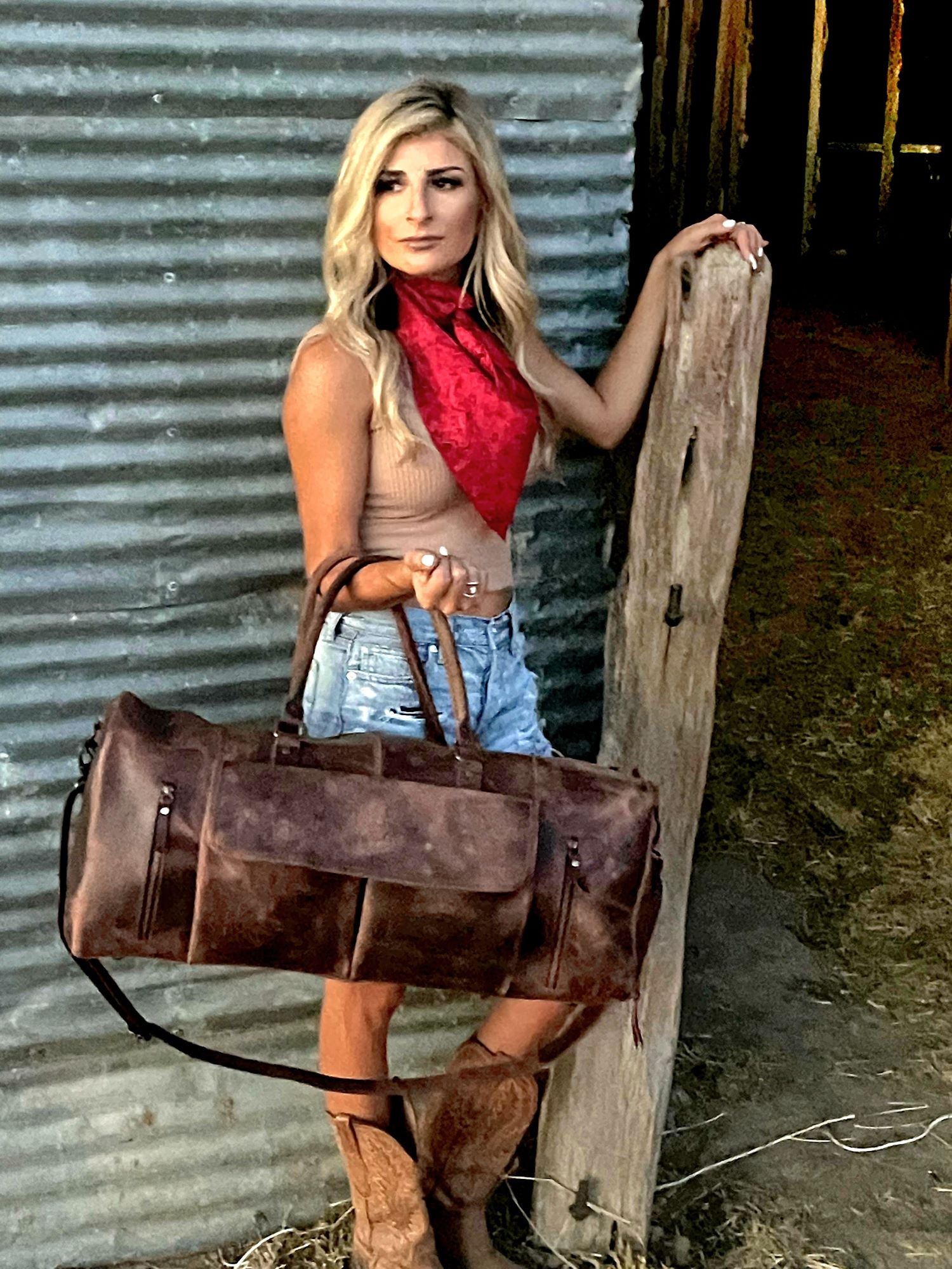 Denali Vintage Saddle Leather Weekender Leather Duffel Bag - Ranch Junkie Mercantile LLC