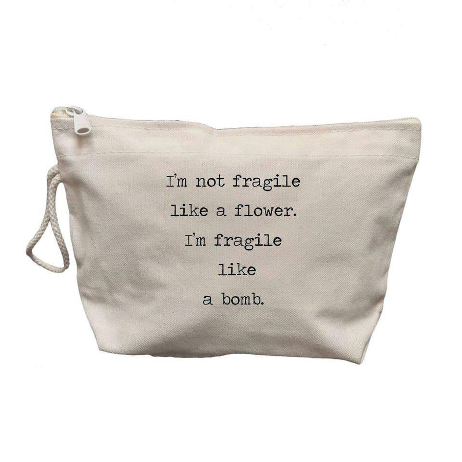 Bundle Deal- Not Fragile Like a Flower Makeup Bag + Wood Flowers Stud Earrings - Ranch Junkie Mercantile LLC