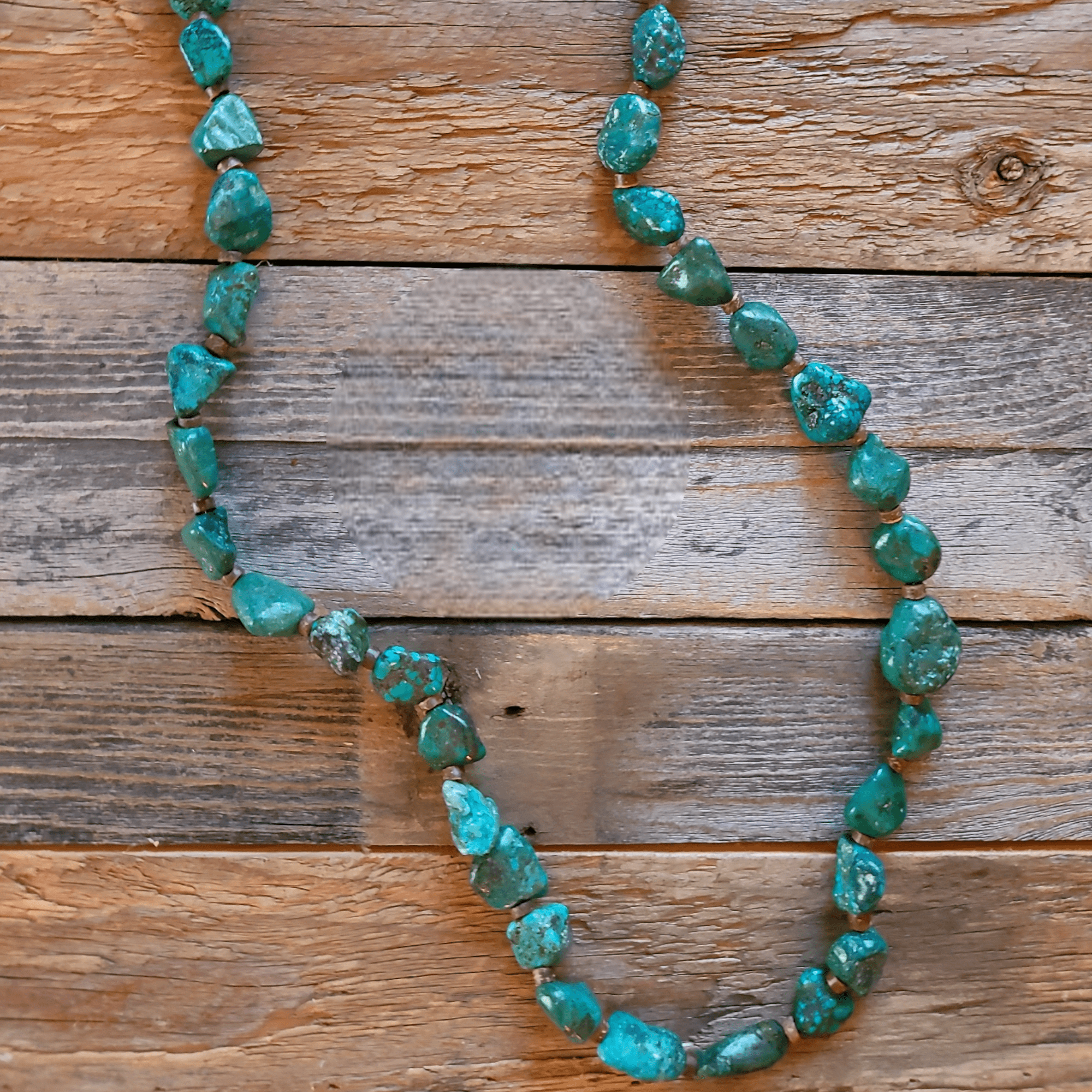 Genuine Long Natural Turquoise and Wood Layering Necklace - Ranch Junkie Mercantile LLC