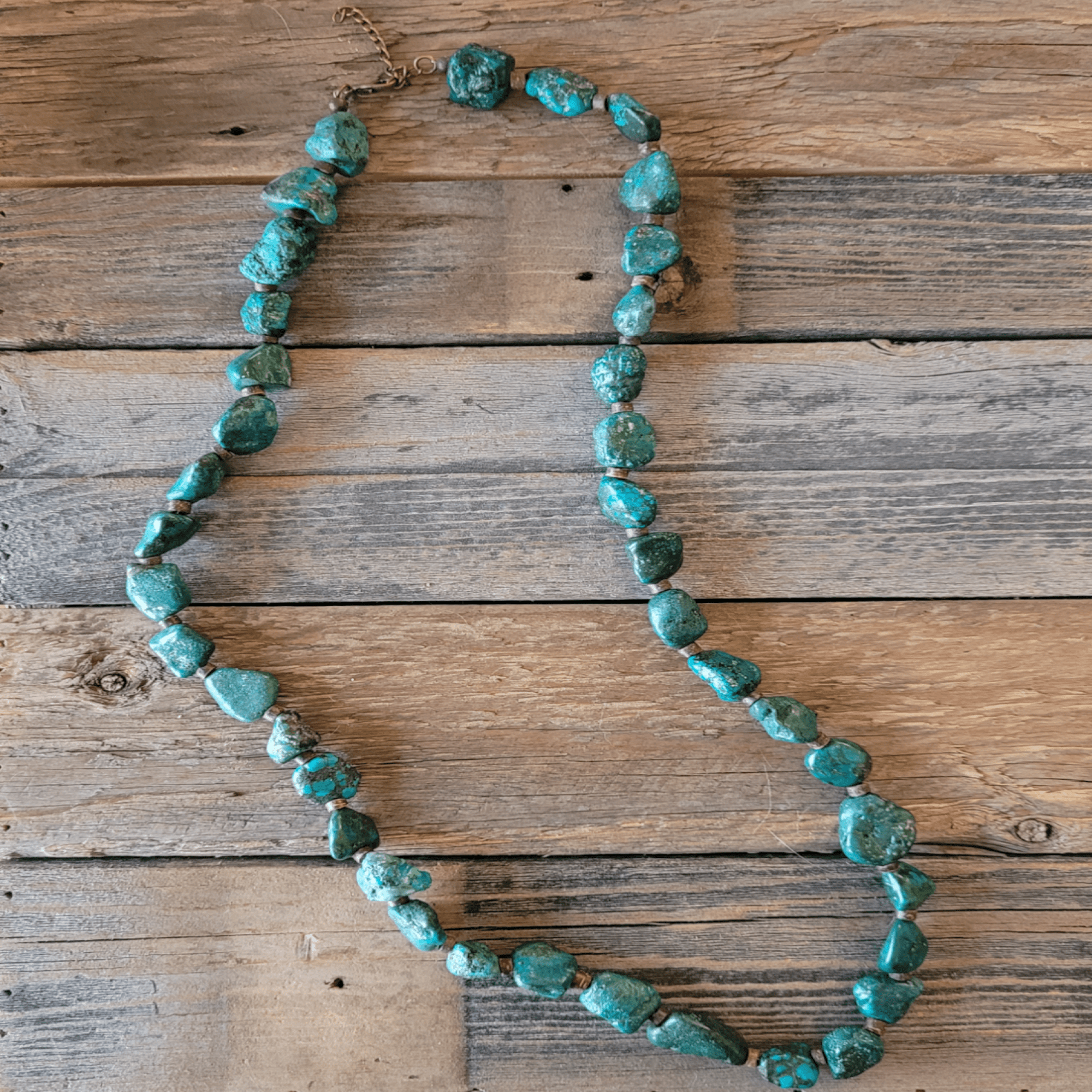 Genuine Long Natural Turquoise and Wood Layering Necklace - Ranch Junkie Mercantile LLC