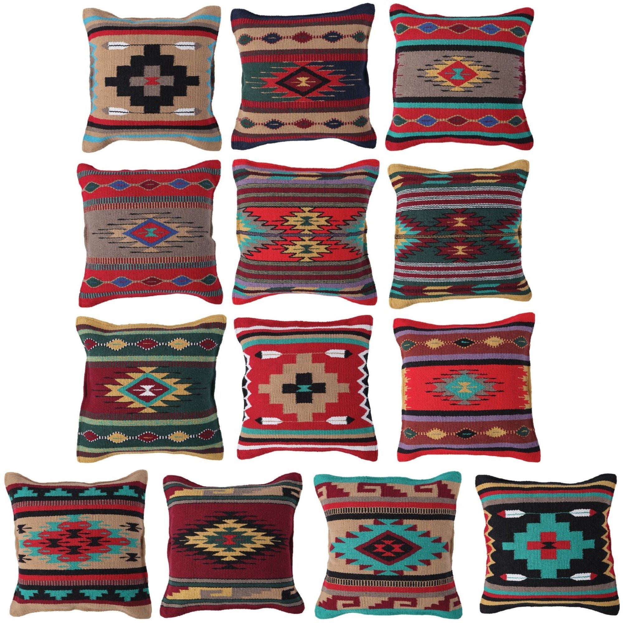 Southwestern Aztec Pillow Covers- Assorted Colors- 18 X 18 Throw Pillow - Ranch Junkie Mercantile LLC