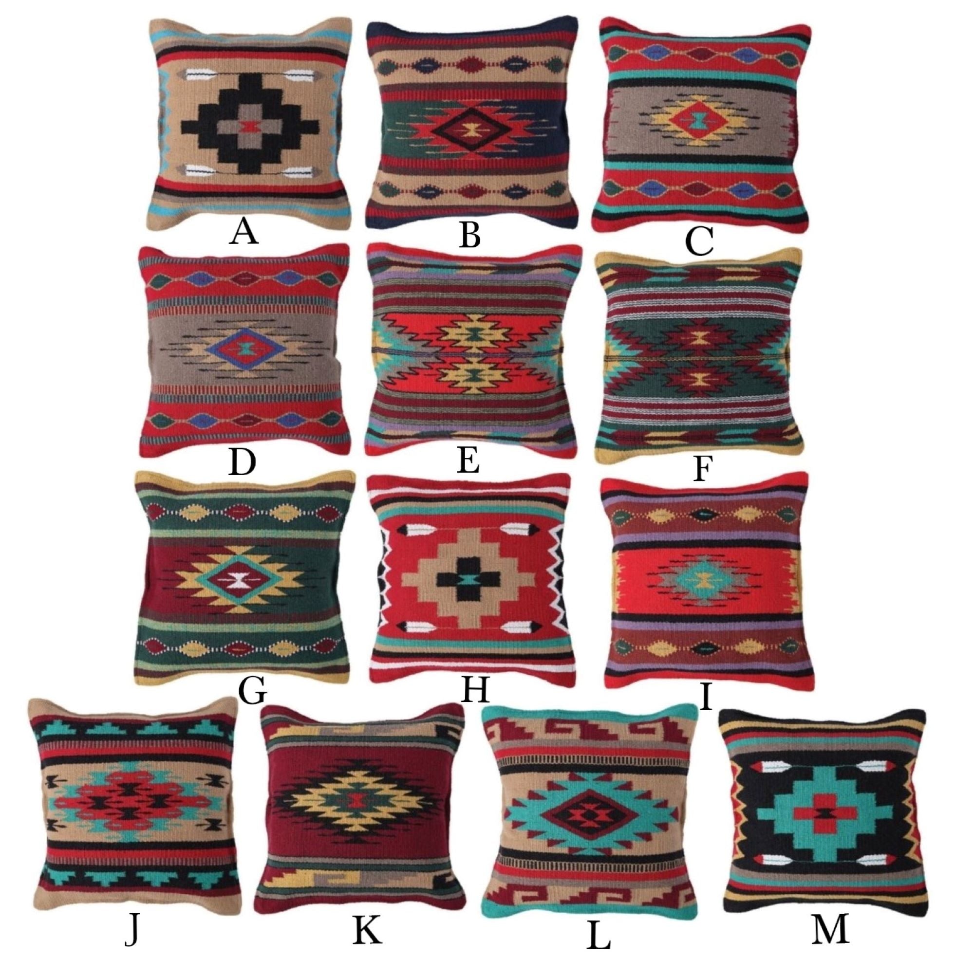 Southwestern Aztec Pillow Covers- Assorted Colors- 18 X 18 Throw Pillow - Ranch Junkie Mercantile LLC