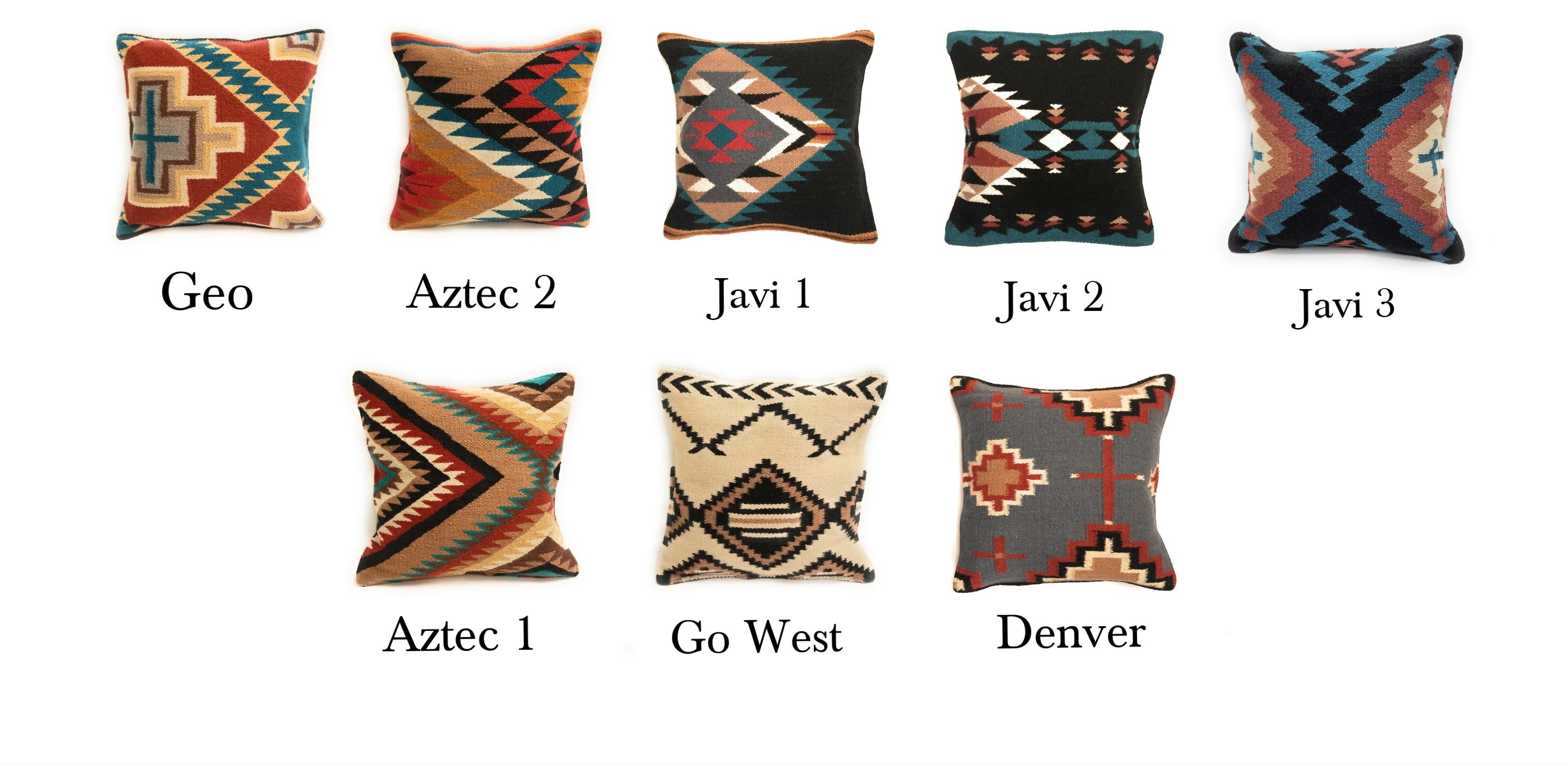 Southwestern Wool Pillow Covers- Assorted Colors- 18 X 18 Throw Pillow - Ranch Junkie Mercantile LLC