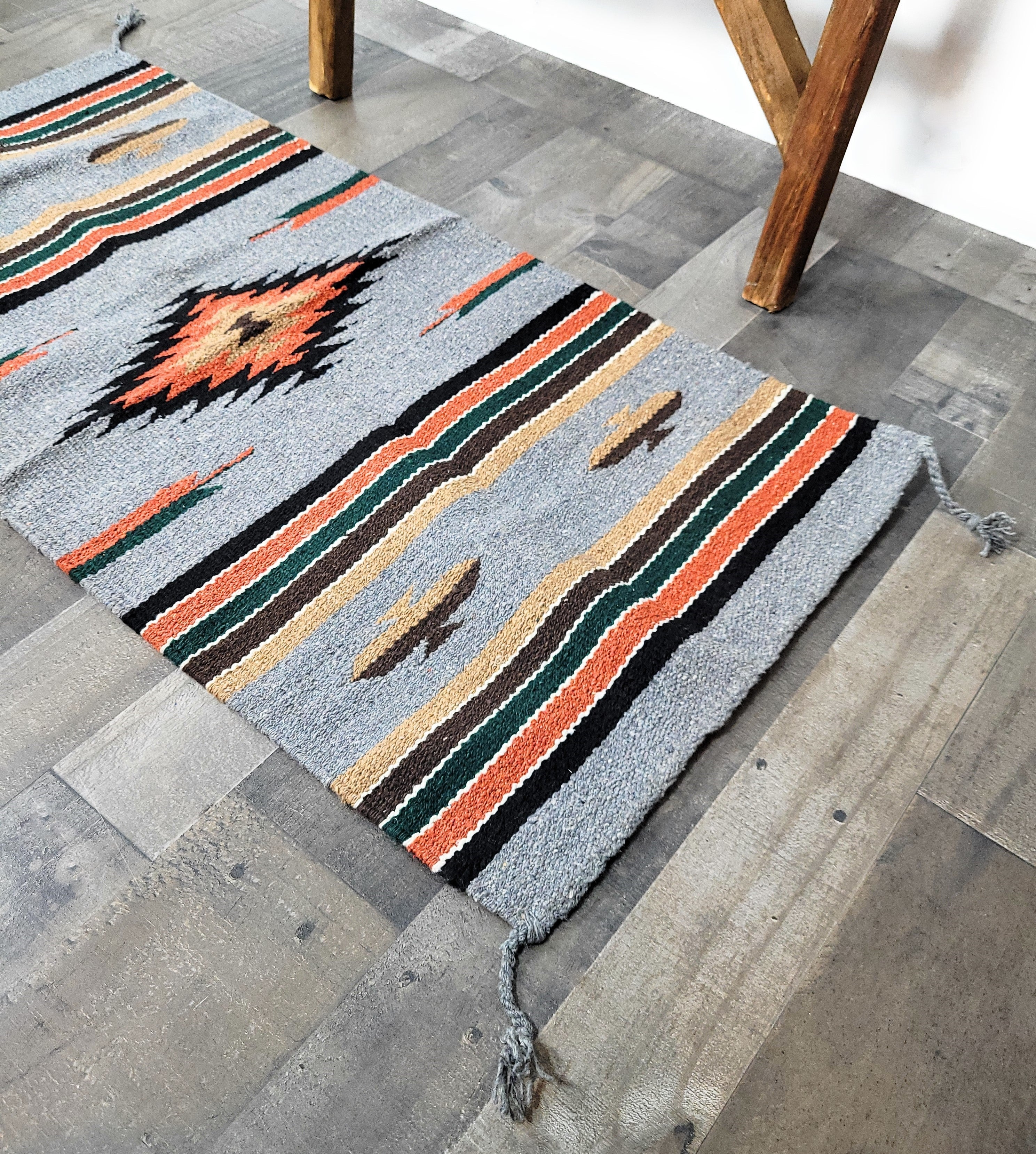 20" X 40"  The Guadalupe Southwestern Grey Rug - Ranch Junkie Mercantile LLC