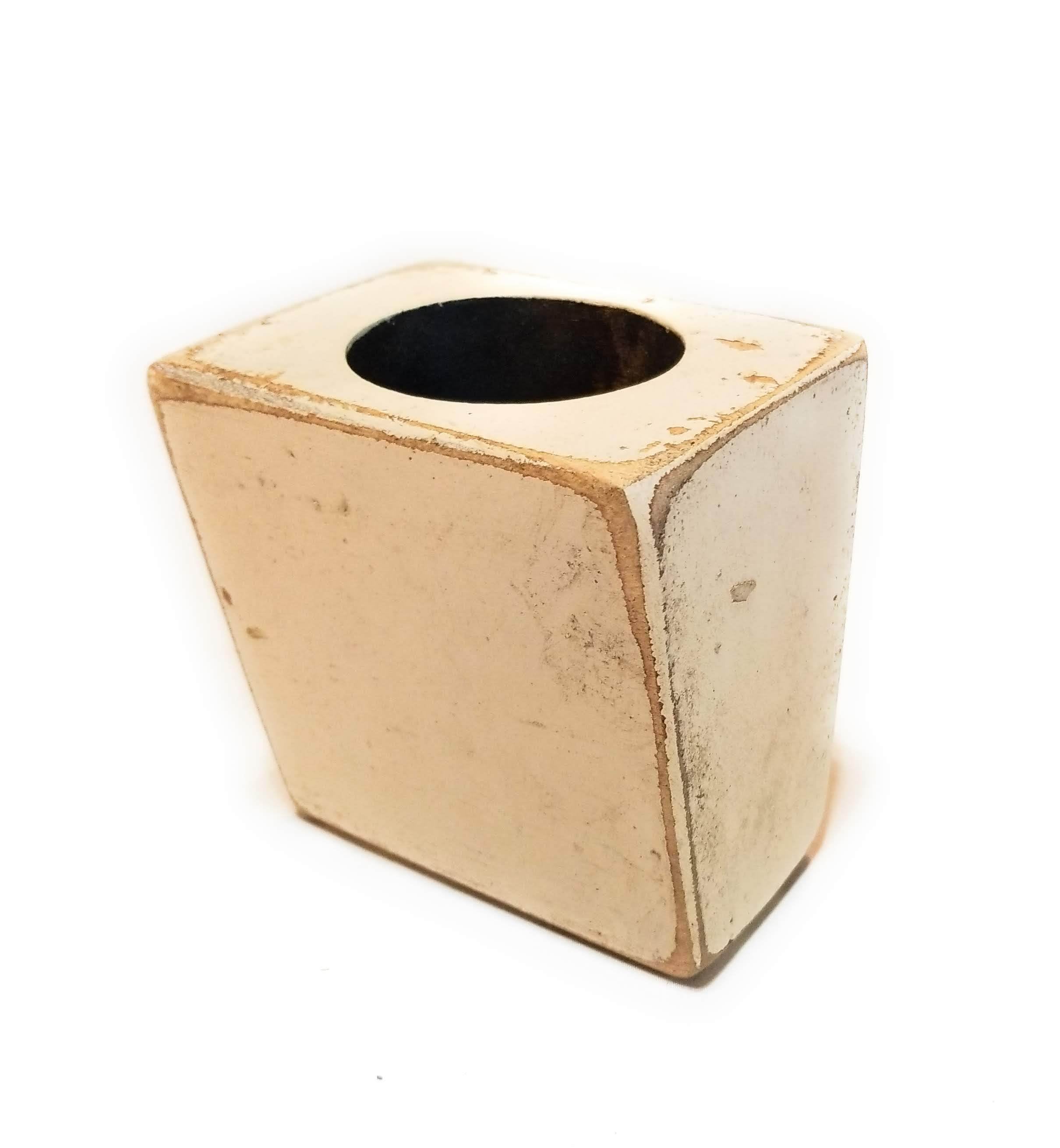Rustic Ivory Farmhouse 1 Hole Wooden Candle Holder- Sugar Mold Candle Holder One Hole- Faux Succulent Planter - Ranch Junkie Mercantile LLC