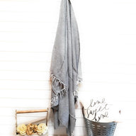 Solid Handwoven Throw Gray- Large Grey Throw Blanket - Ranch Junkie Mercantile LLC