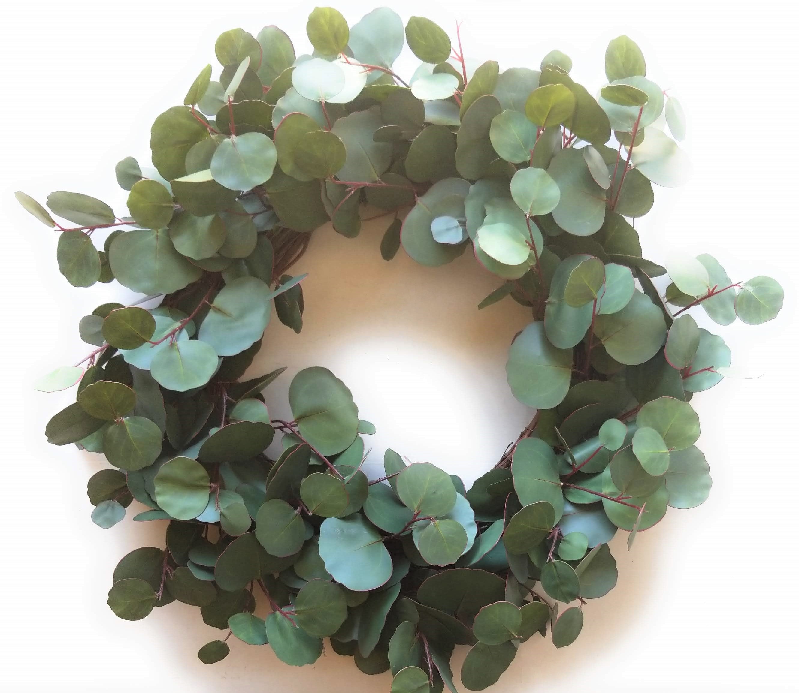 24" Silver Dollar Eucalyptus Sage Wreath Faux - Ranch Junkie Mercantile LLC