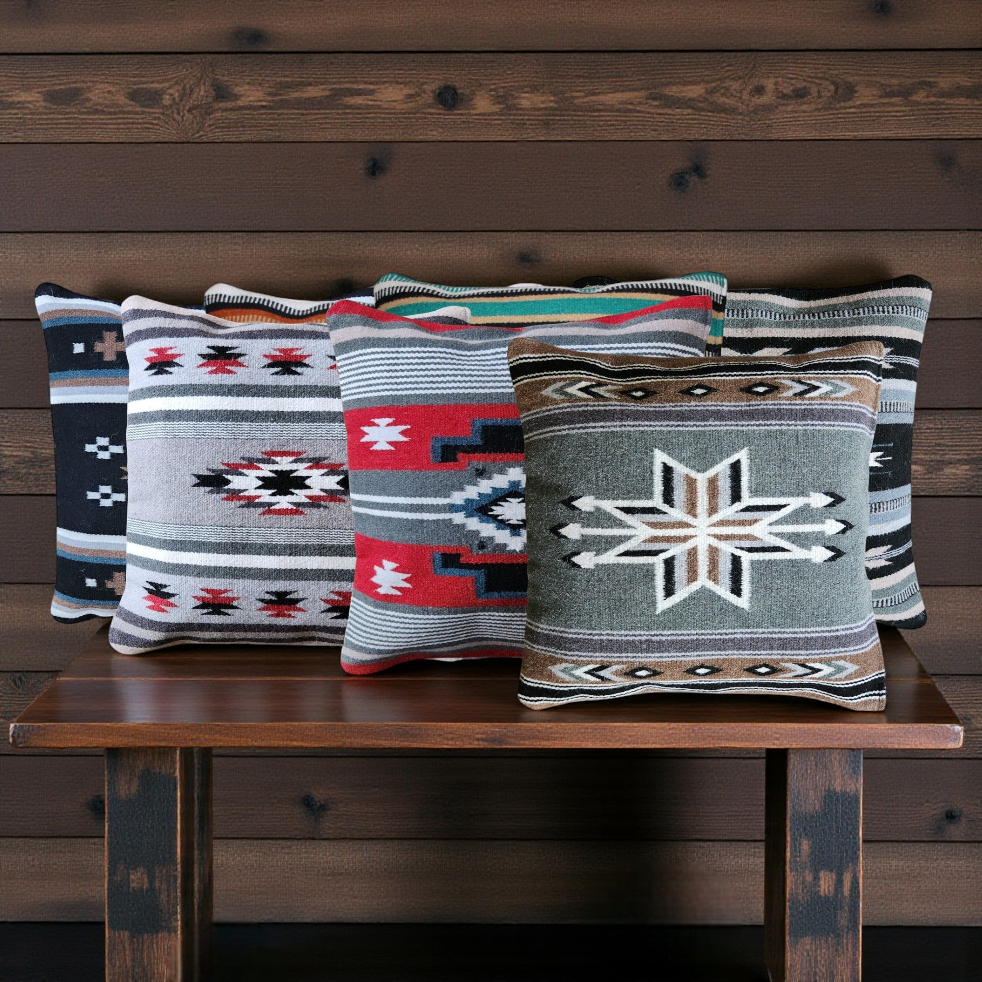 20 X 20 Handwoven Wool Southwestern Pillows - Western Pillow Covers - Ranch Junkie Mercantile LLC 
