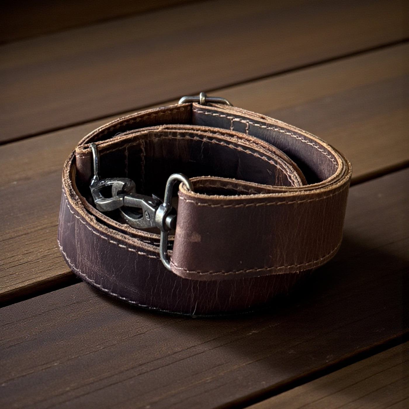 Abby Vintage Brown Adjustable Tooled Leather Bag Strap (34" to 60")