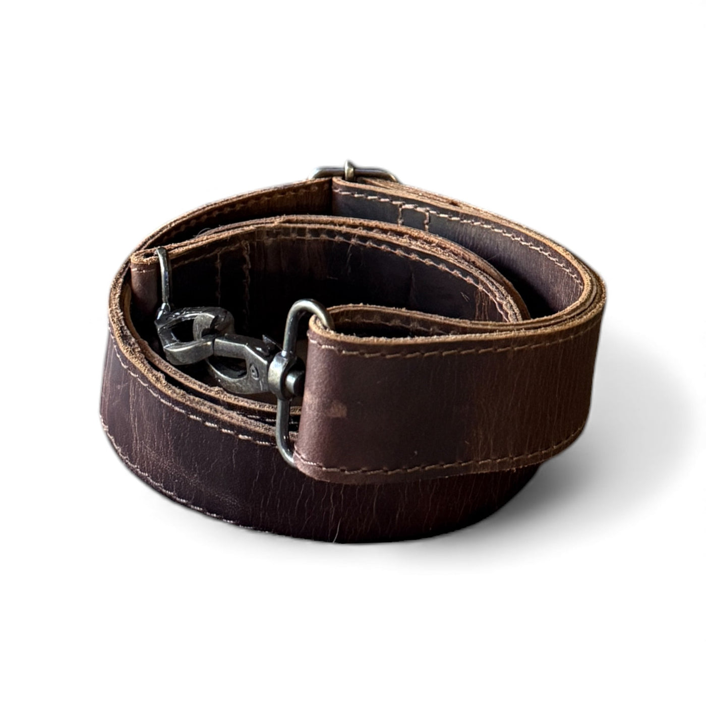 Abby Vintage Brown Adjustable Tooled Leather Bag Strap (34" to 60")