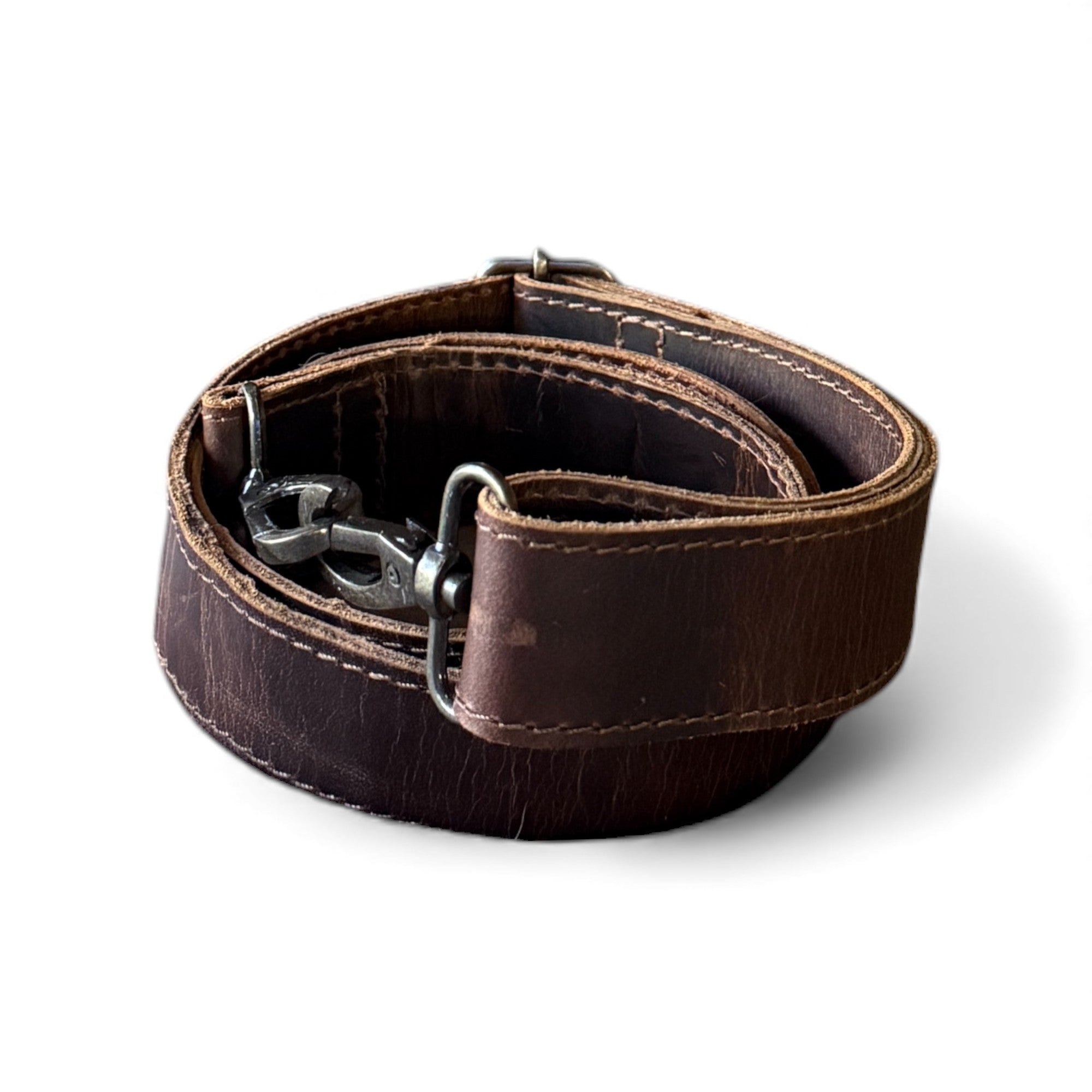 Abby Vintage Brown Adjustable Tooled Leather Bag Strap (34" to 60")