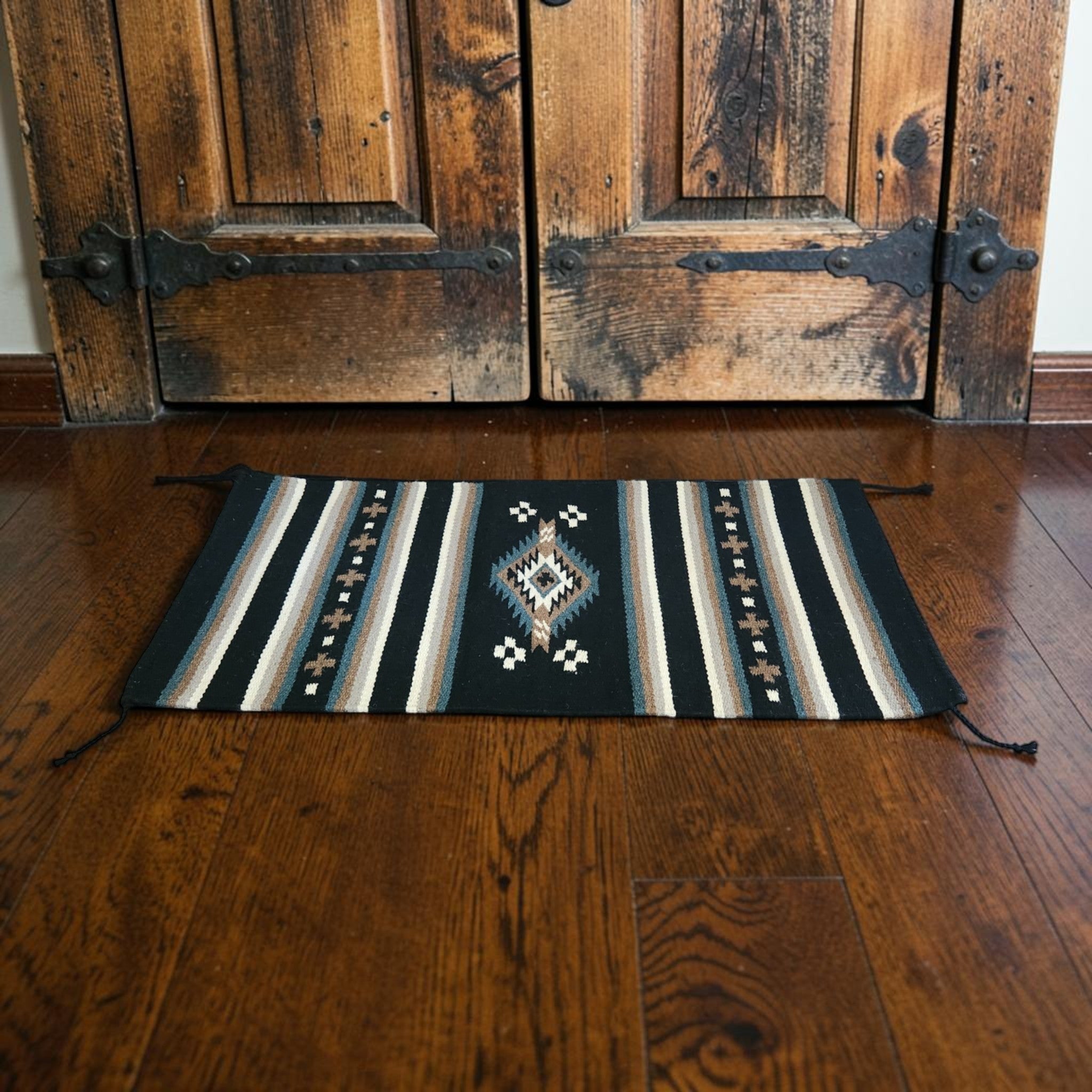 20" X 40" Handwoven Wool Southwestern Rug The Alma Accent Rug - Ranch Junkie LLC 