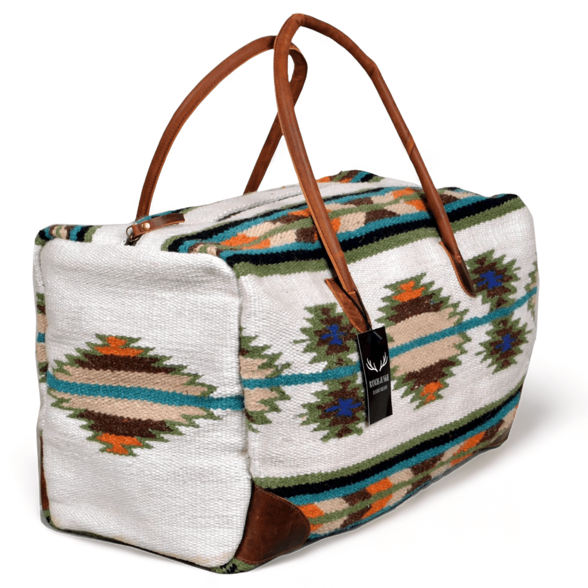 Aspen Boho Aztec Large Weekender Southwestern Duffel Bag Saddle Blanket Bag 100% Leather Handles Luggage & BagsRanch Junkie