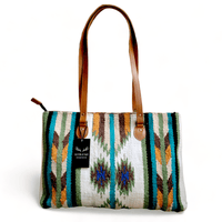 Southwestern Large Handwoven Wool Boho Tote Aspen Saddle Blanket Bag - Ranch Junkie Mercantile LLC 