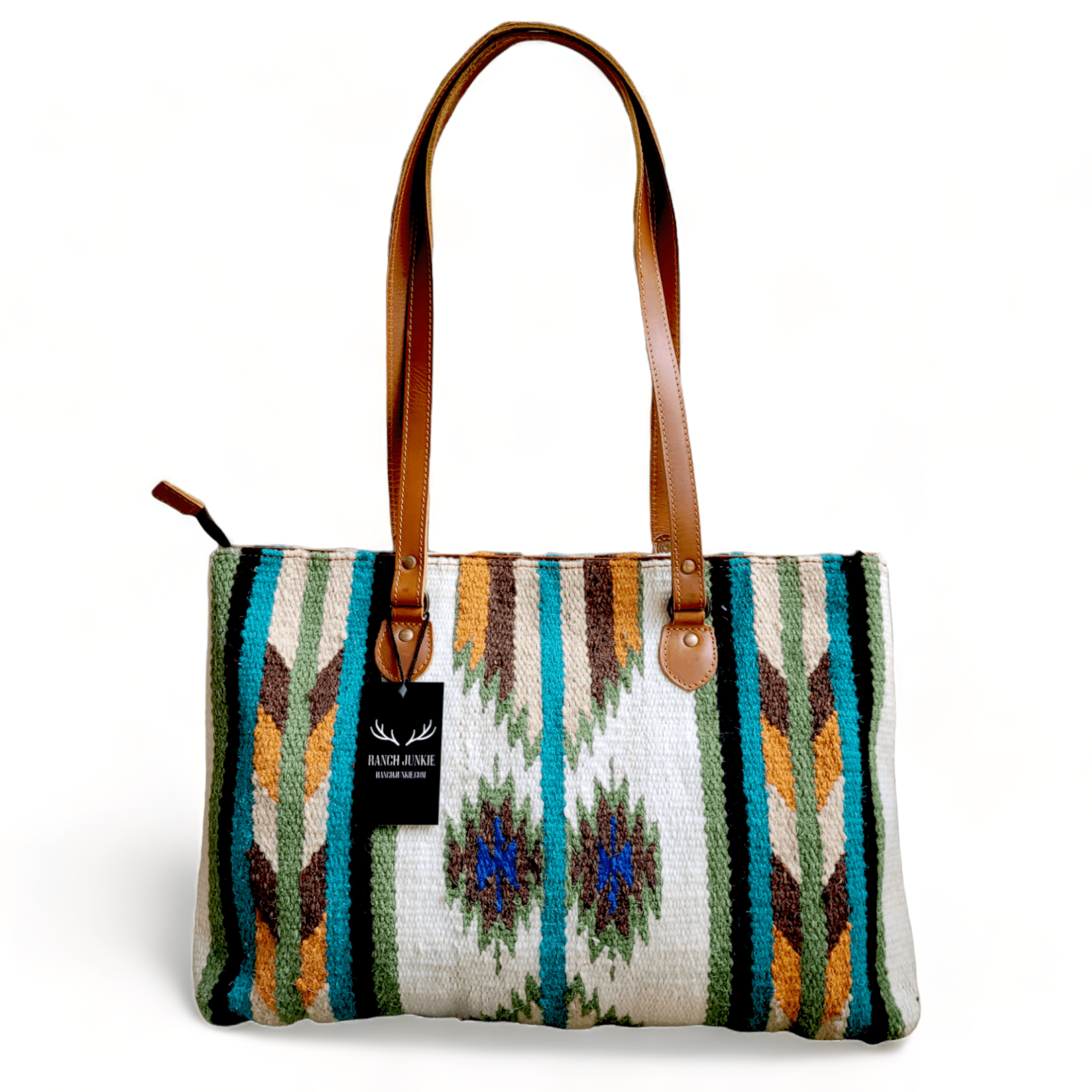 Southwestern Large Handwoven Wool Boho Tote Aspen Saddle Blanket Bag - Ranch Junkie Mercantile LLC 