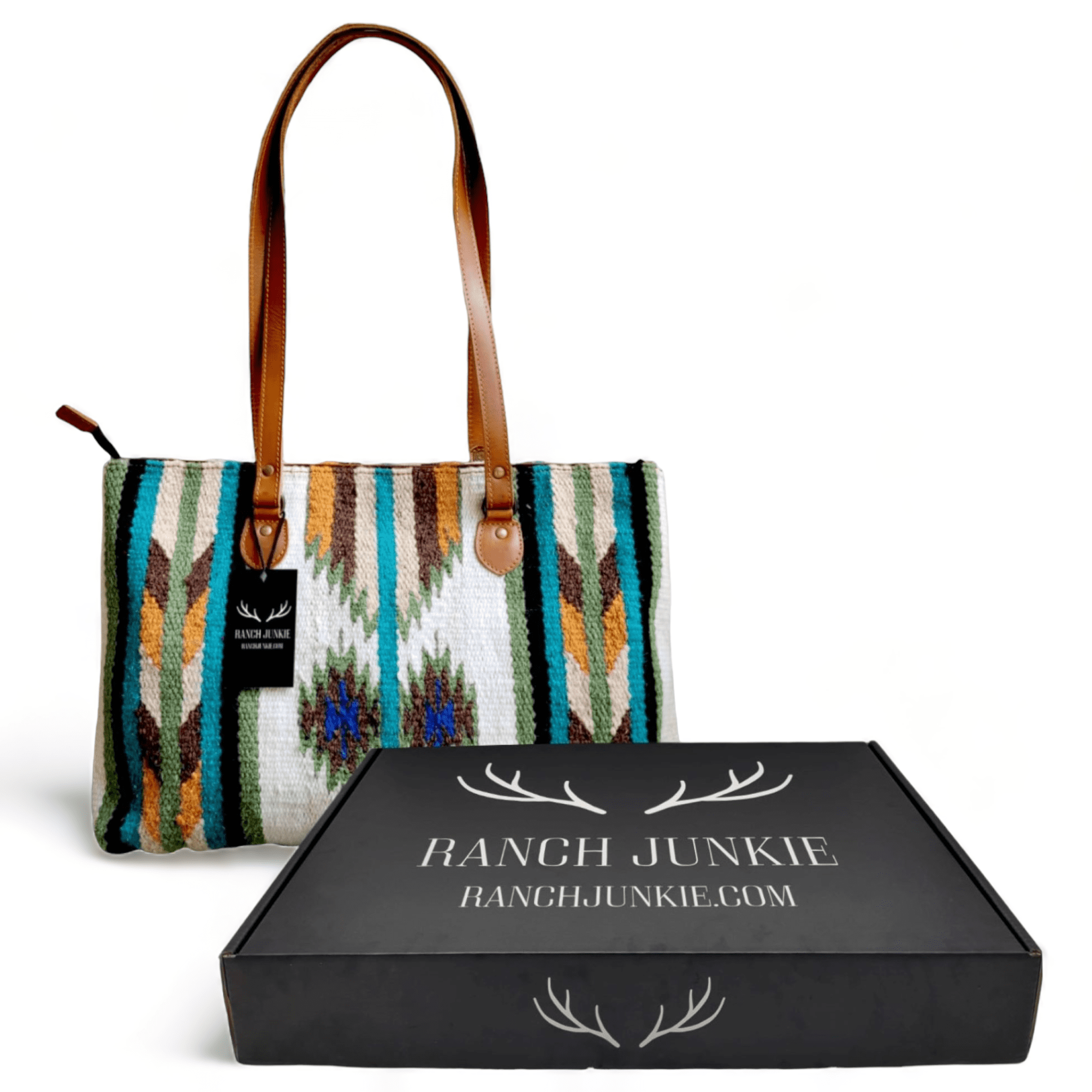 Southwestern Large Handwoven Wool Boho Tote Aspen Saddle Blanket Bag - Ranch Junkie Mercantile LLC 