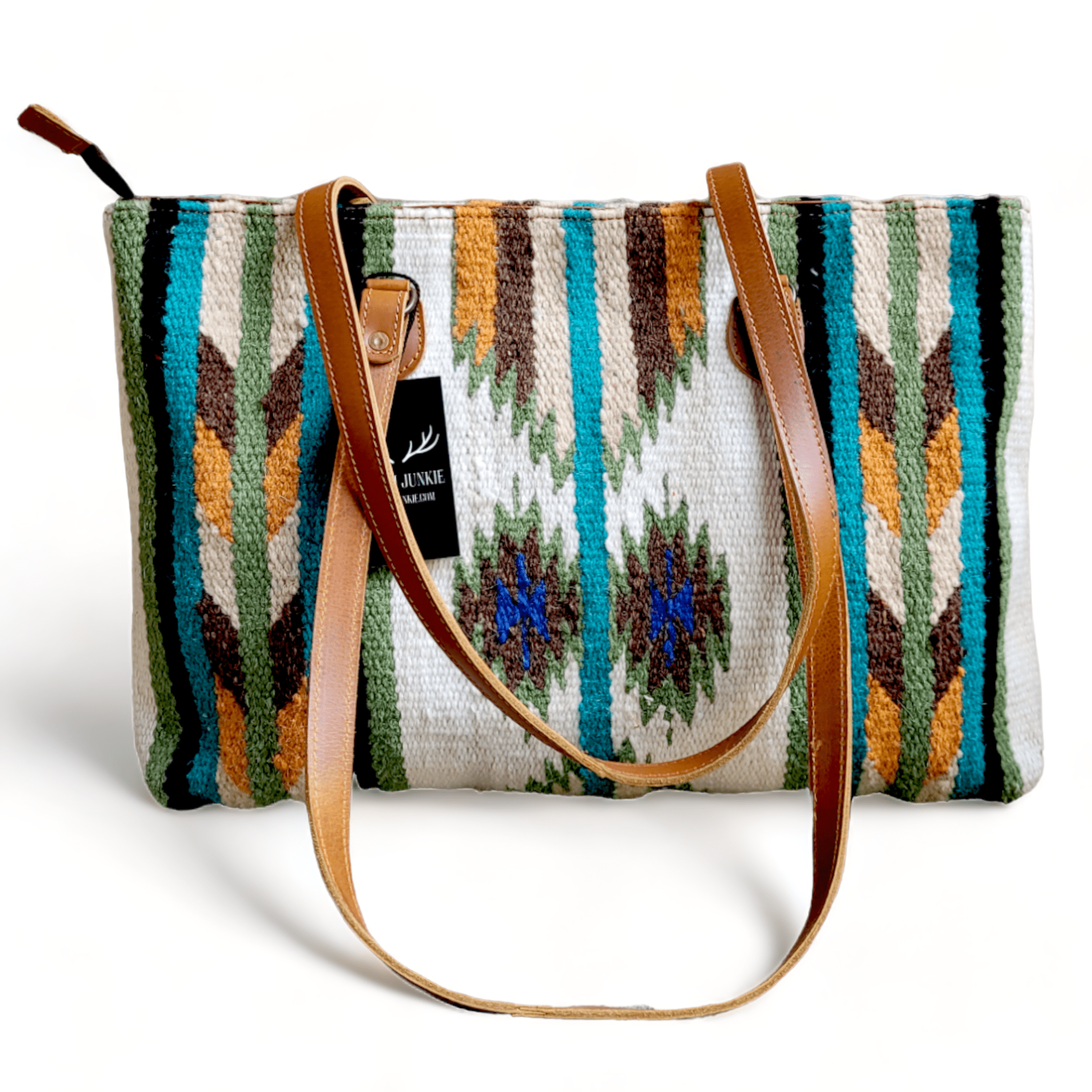 Southwestern Large Handwoven Wool Boho Tote Aspen Saddle Blanket Bag - Ranch Junkie Mercantile LLC 
