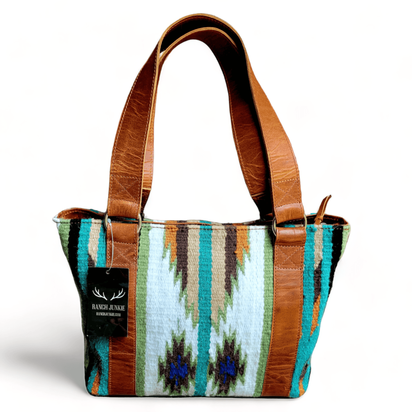 Aspen Southwestern Handwoven Wool+Leather Boho Tote Western Handbag Saddle Blanket Purse - Ranch Junkie Mercantile LLC