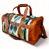 Bundle Deal Aspen Southwestern Handwoven Wool Leather Weekender + Handwoven Wool Tote Purse - Ranch Junkie Mercantile LLC 