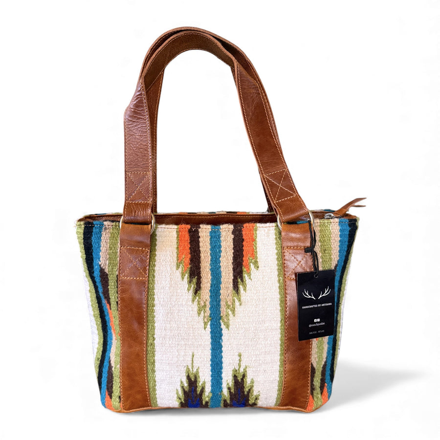 Southwestern Wool Saddle Blanket Tote Bag – Aspen Leather Boho Purse - Ranch Junkie Mercantile LLC 