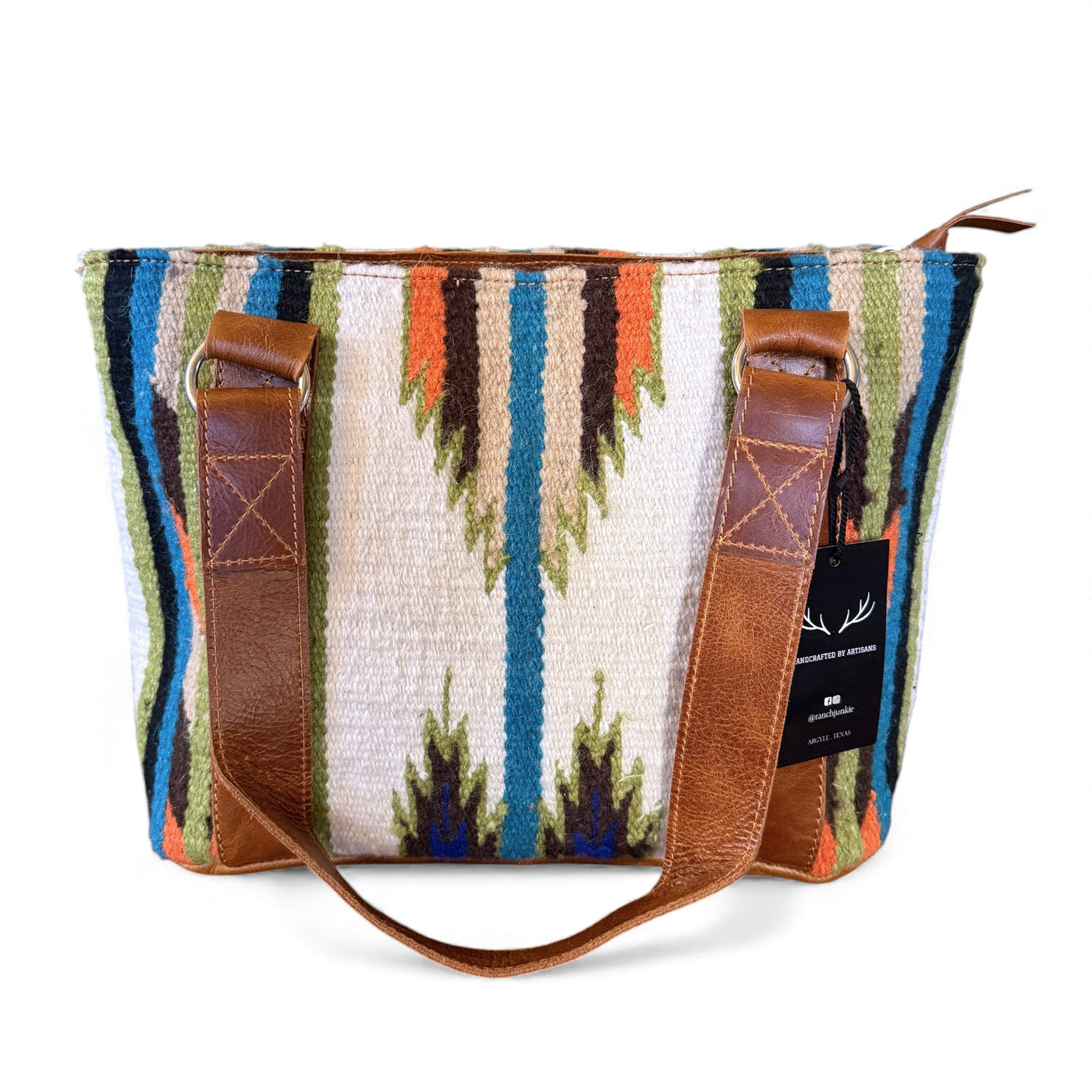 Southwestern Wool Saddle Blanket Tote Bag – Aspen Leather Boho Purse - Ranch Junkie Mercantile LLC 