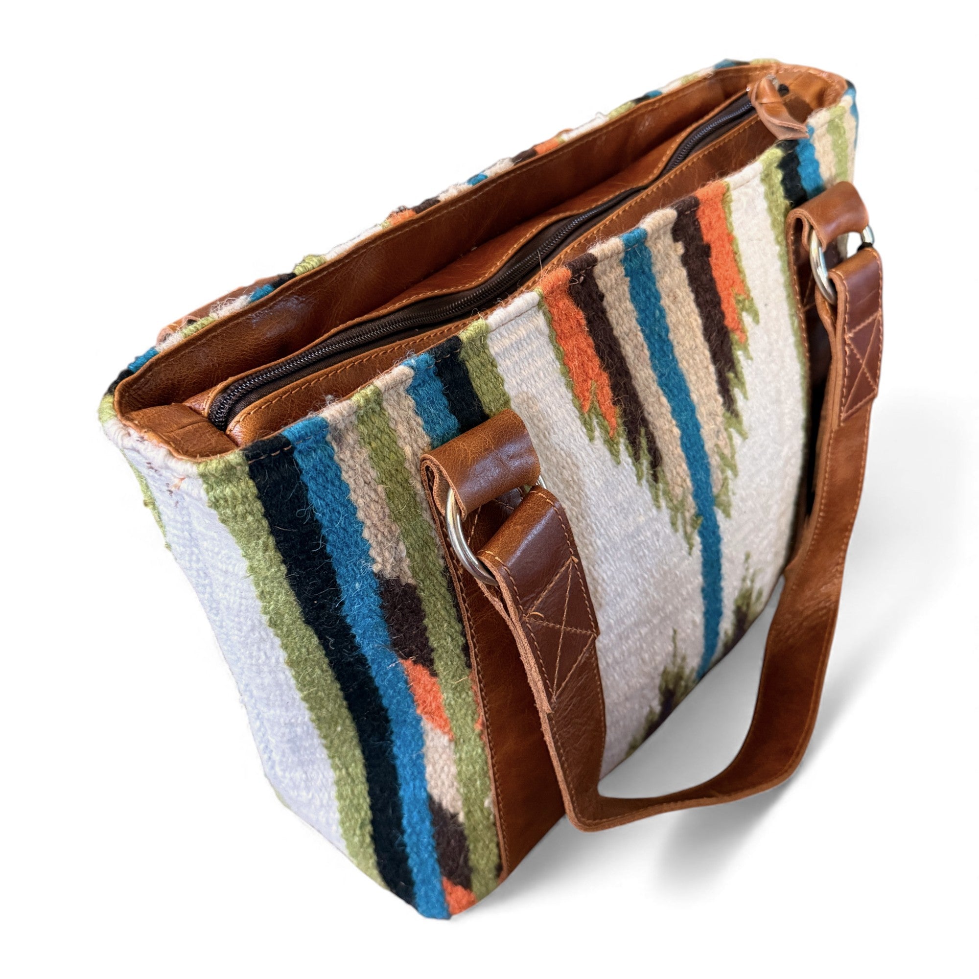 Southwestern Wool Saddle Blanket Tote Bag – Aspen Leather Boho Purse - Ranch Junkie Mercantile LLC 