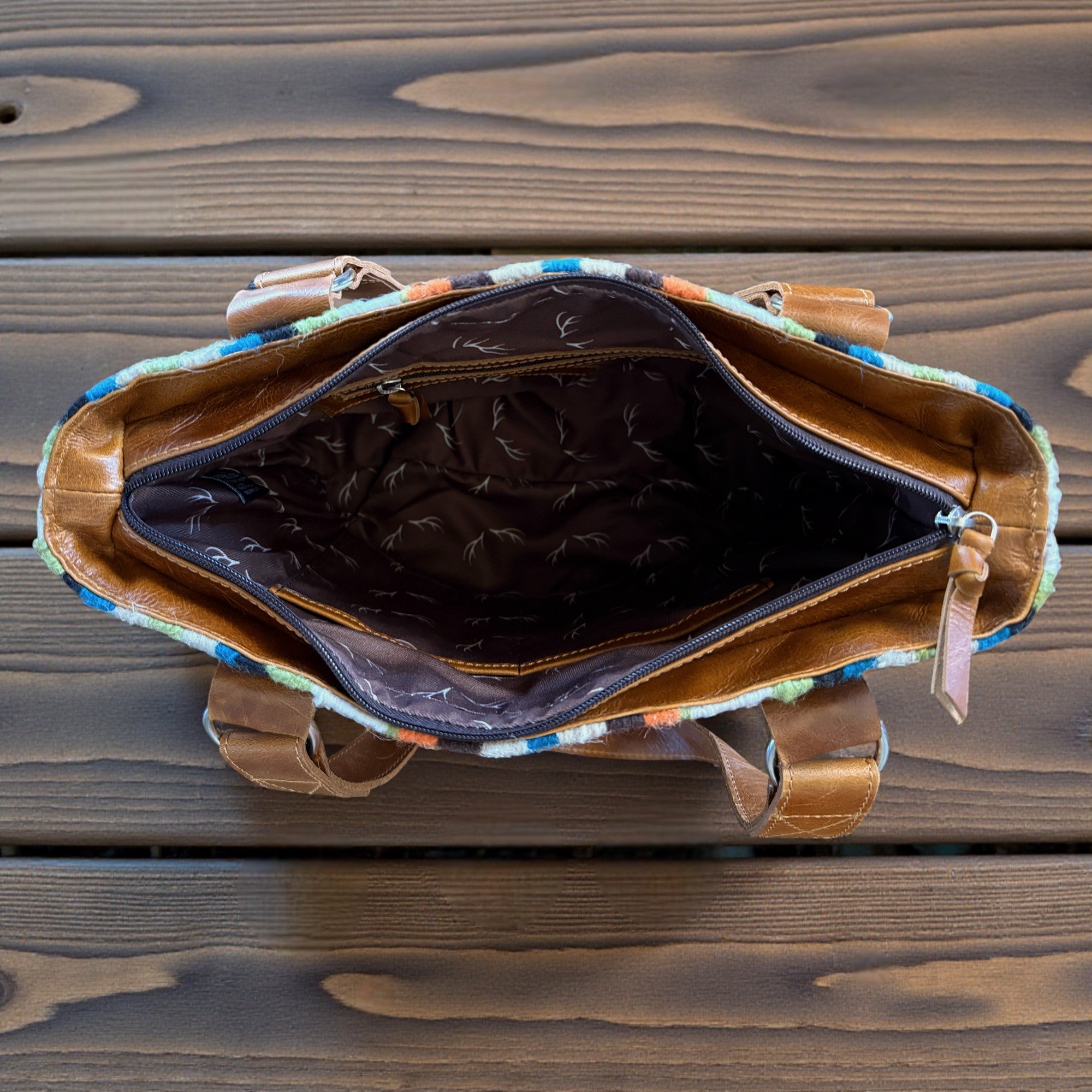 Southwestern Wool Saddle Blanket Tote Bag – Aspen Leather Boho Purse - Ranch Junkie Mercantile LLC 