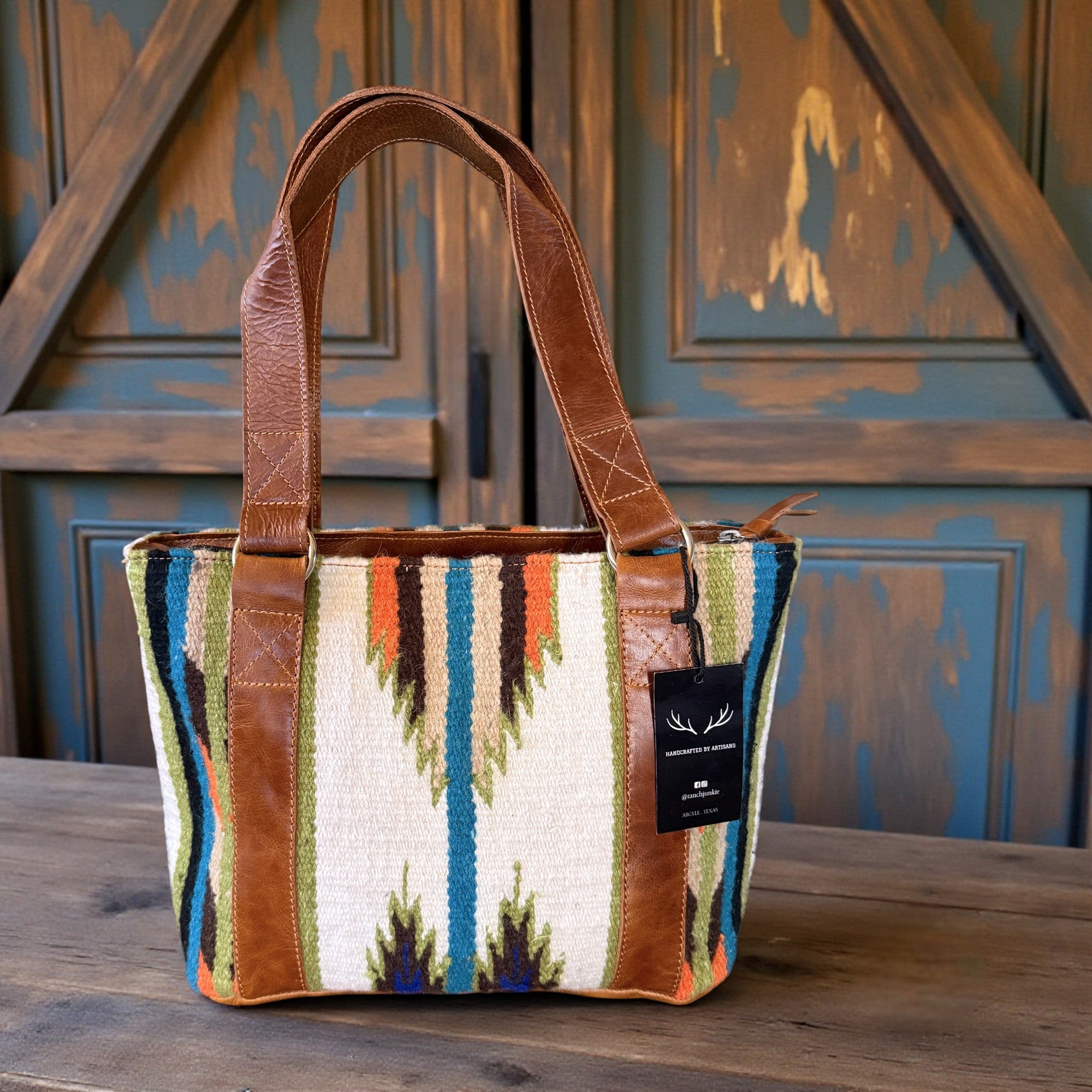 Southwestern Wool Saddle Blanket Tote Bag – Aspen Leather Boho Purse - Ranch Junkie Mercantile LLC 