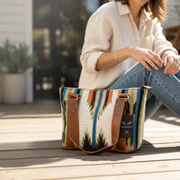 Southwestern Wool Saddle Blanket Tote Bag – Aspen Leather Boho Purse - Ranch Junkie Mercantile LLC 