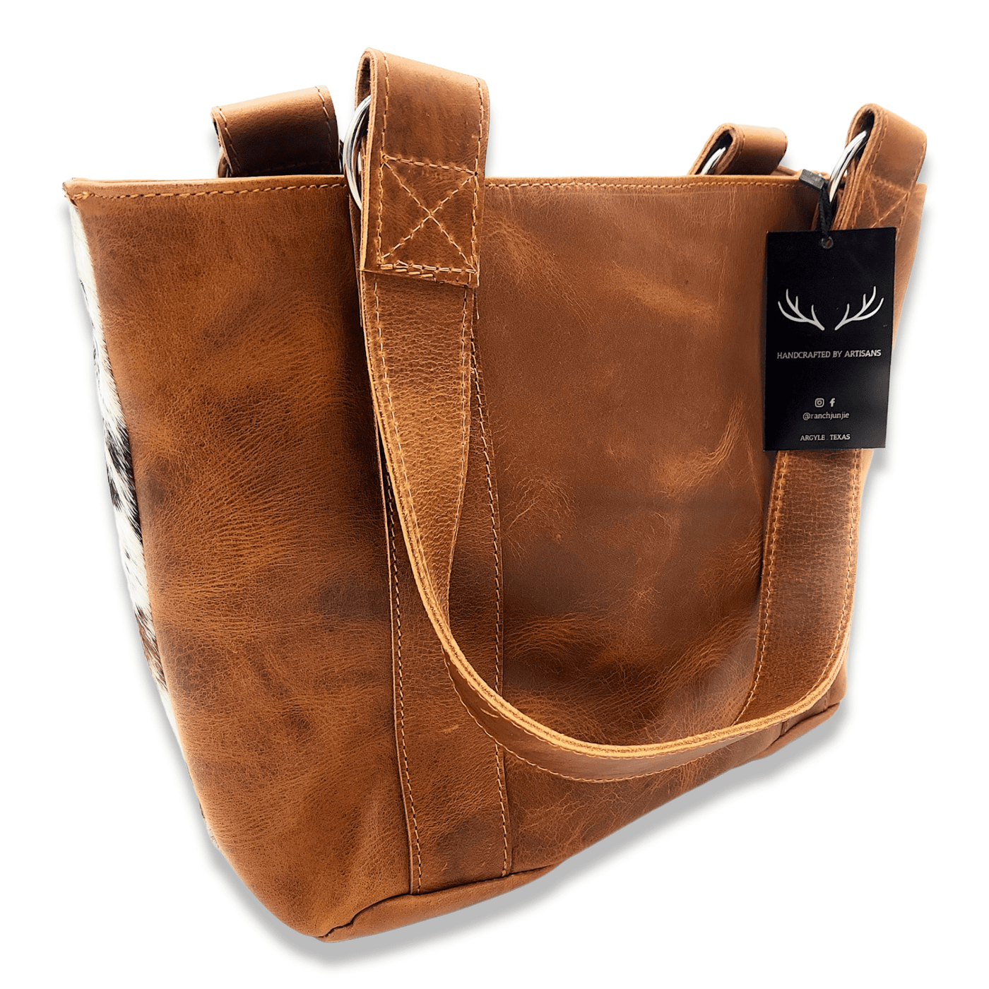 Bundle Deal -The Highlands Cowhide Tote Purse Saddle + Envelope Cowhide Large Wallet Saddle - Ranch Junkie Mercantile LLC