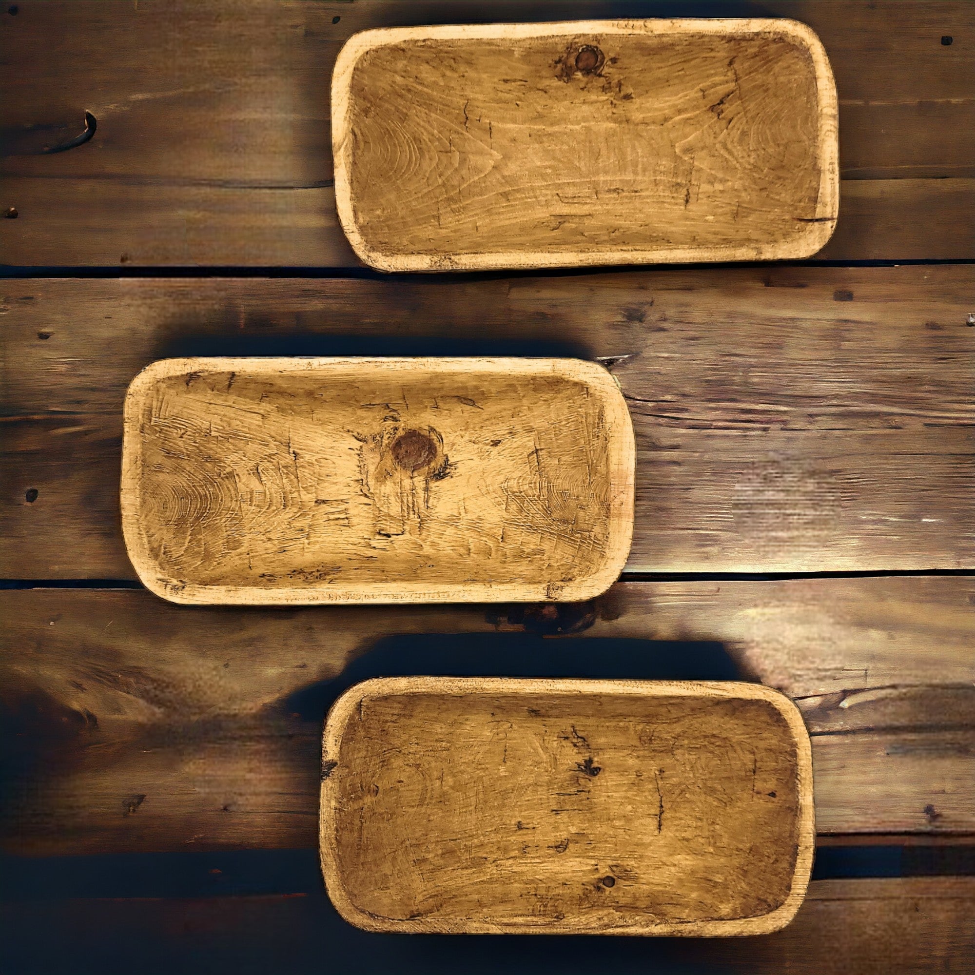 2 Color Options- 17"-20.5" Baguette Dough Bowl, The Barren Decorative Bowl, Table Center Piece Farmhouse Brown Or Rustic White - Ranch Junkie Mercantile LLC 