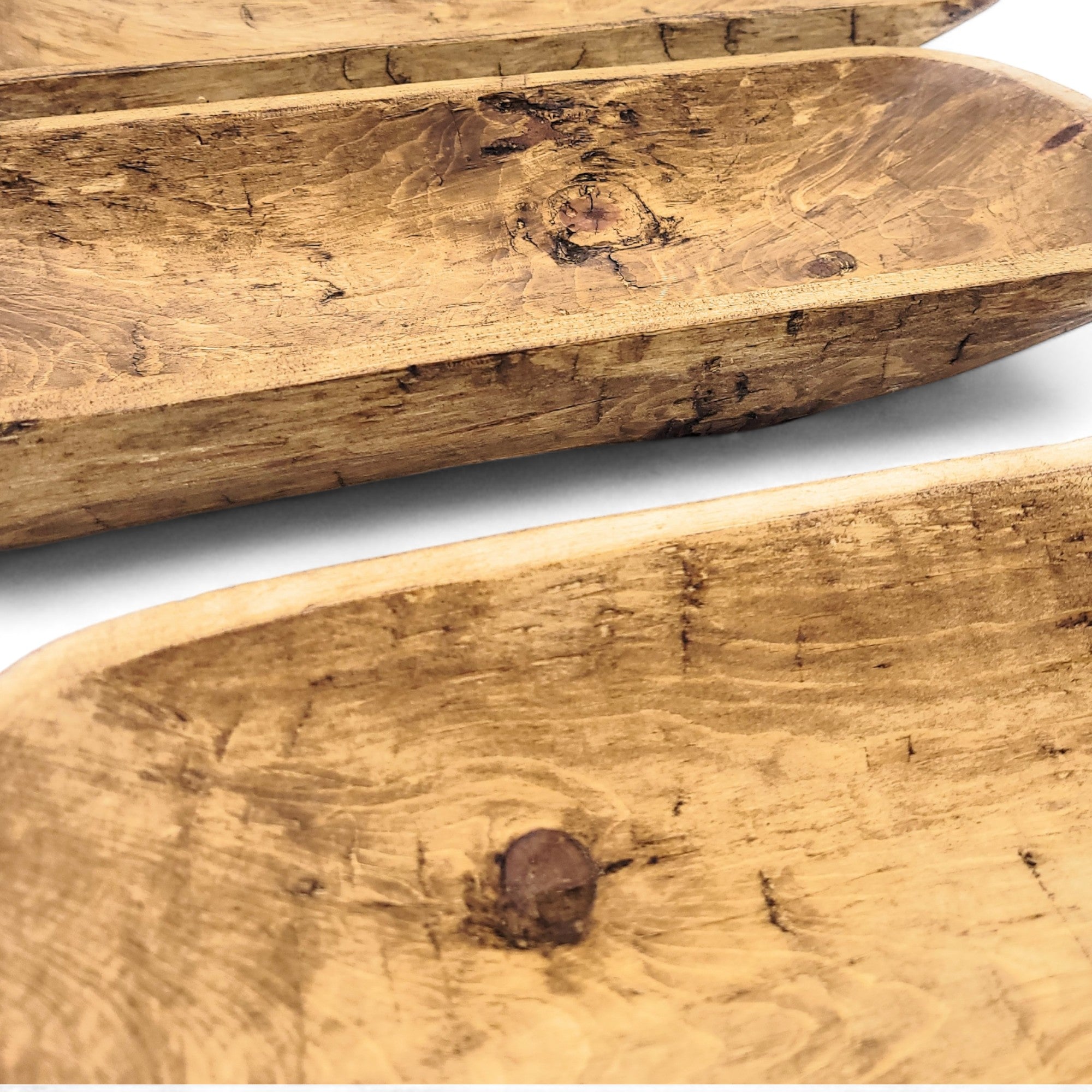 2 Color Options- 17"-20.5" Baguette Dough Bowl, The Barren Decorative Bowl, Table Center Piece Farmhouse Brown Or Rustic White - Ranch Junkie Mercantile LLC 