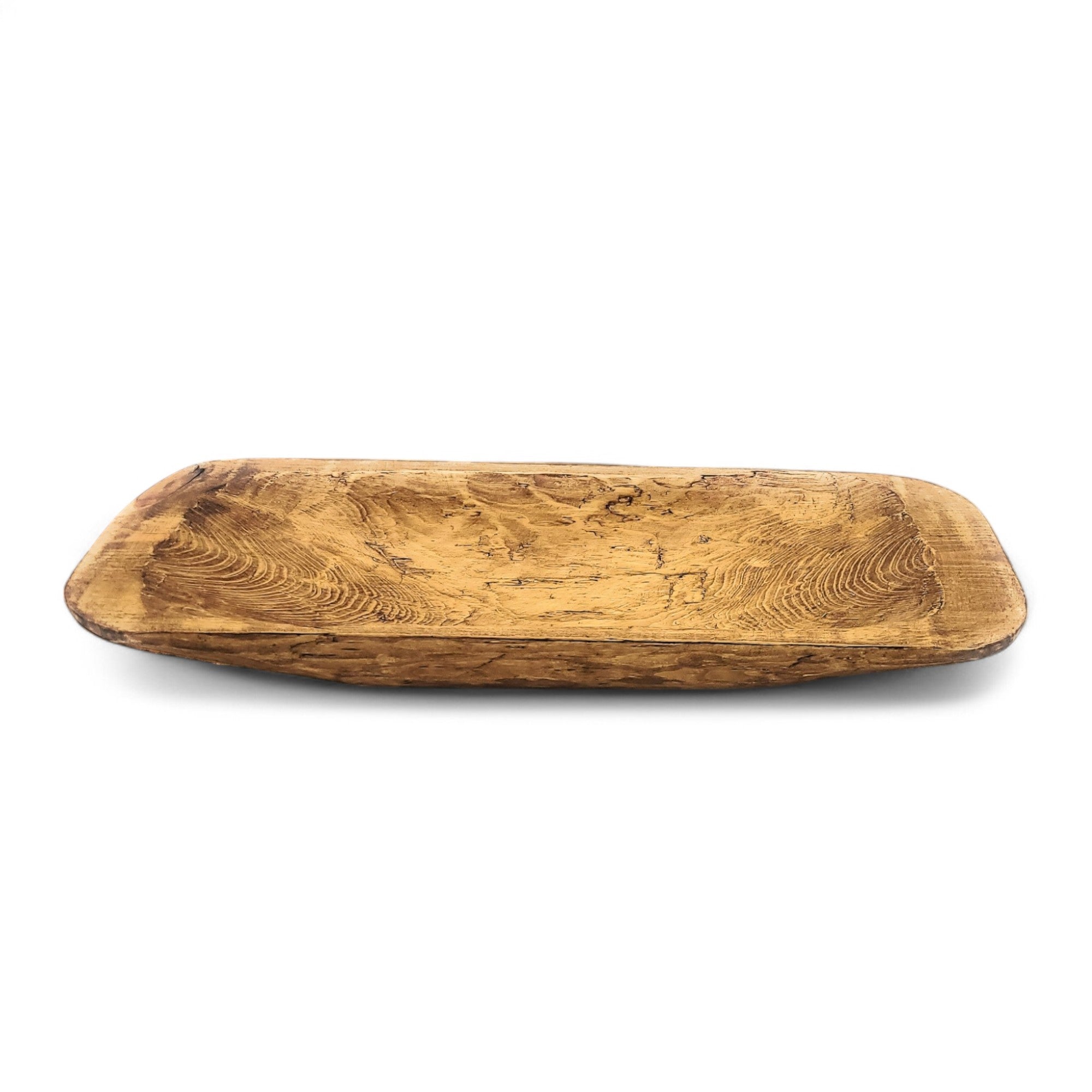 2 Color Options- 17"-20.5" Baguette Dough Bowl, The Barren Decorative Bowl, Table Center Piece Farmhouse Brown Or Rustic White - Ranch Junkie Mercantile LLC 