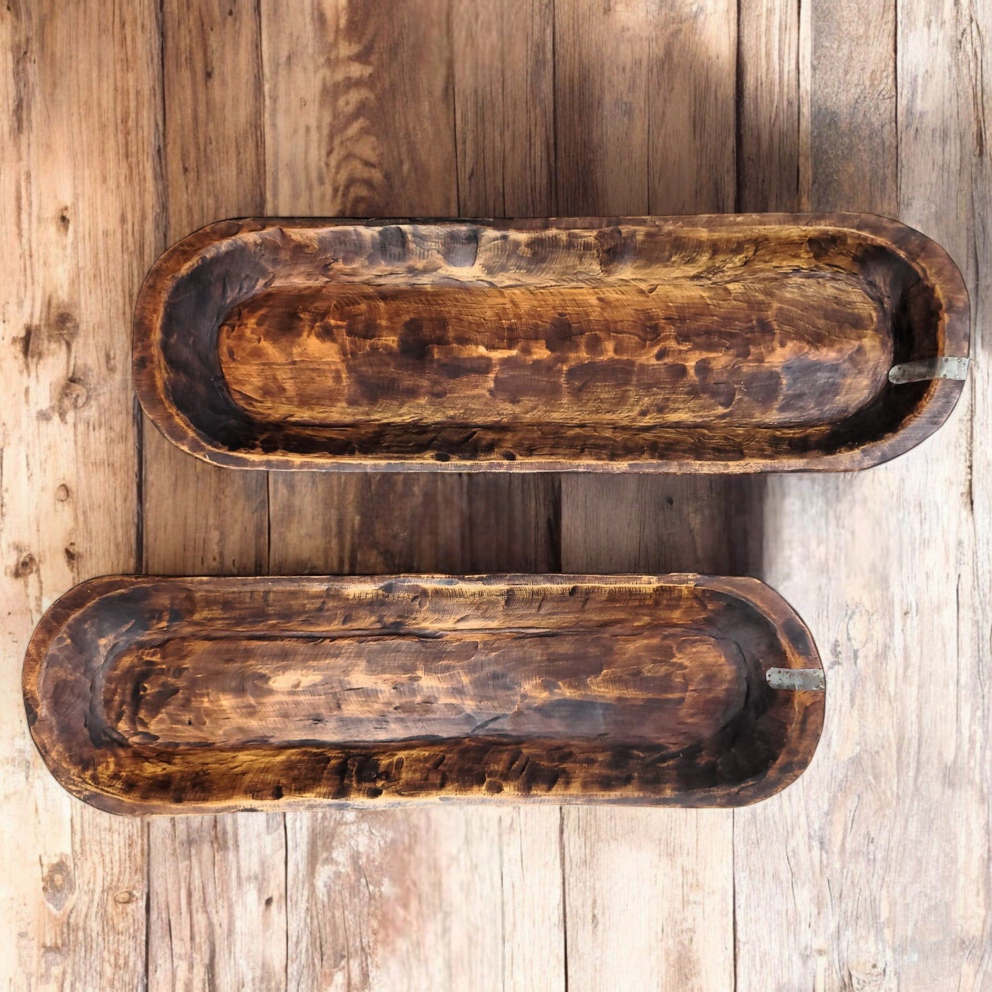 38"-40" Long Extra Large Wood Dough Bowl-Industrial Extra Long Wood Decorative Bowl- The Industrial Big Bend Large Dough Bowl - Ranch Junkie Mercantile LLC 