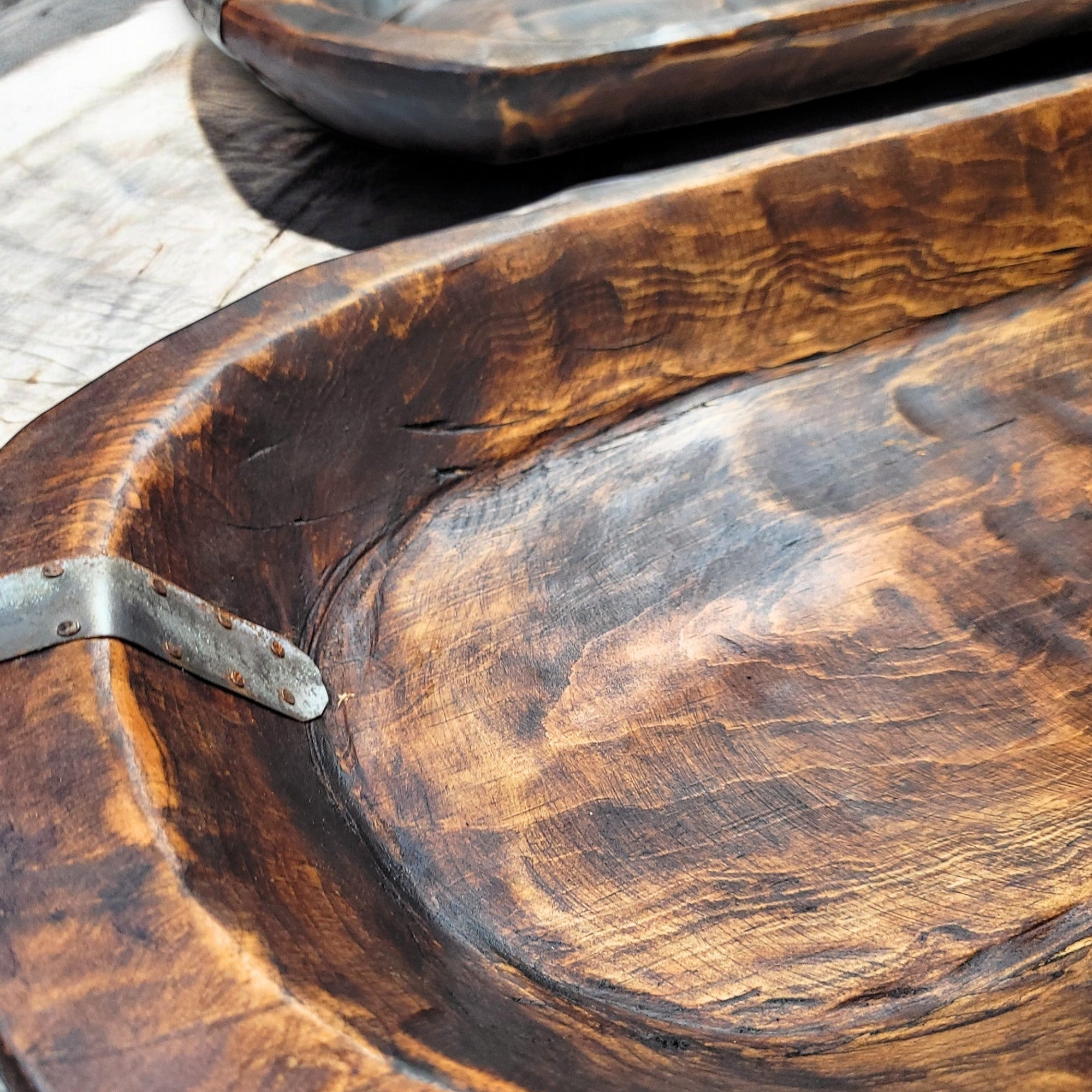 38"-40" Long Extra Large Wood Dough Bowl-Industrial Extra Long Wood Decorative Bowl- The Industrial Big Bend Large Dough Bowl - Ranch Junkie Mercantile LLC 