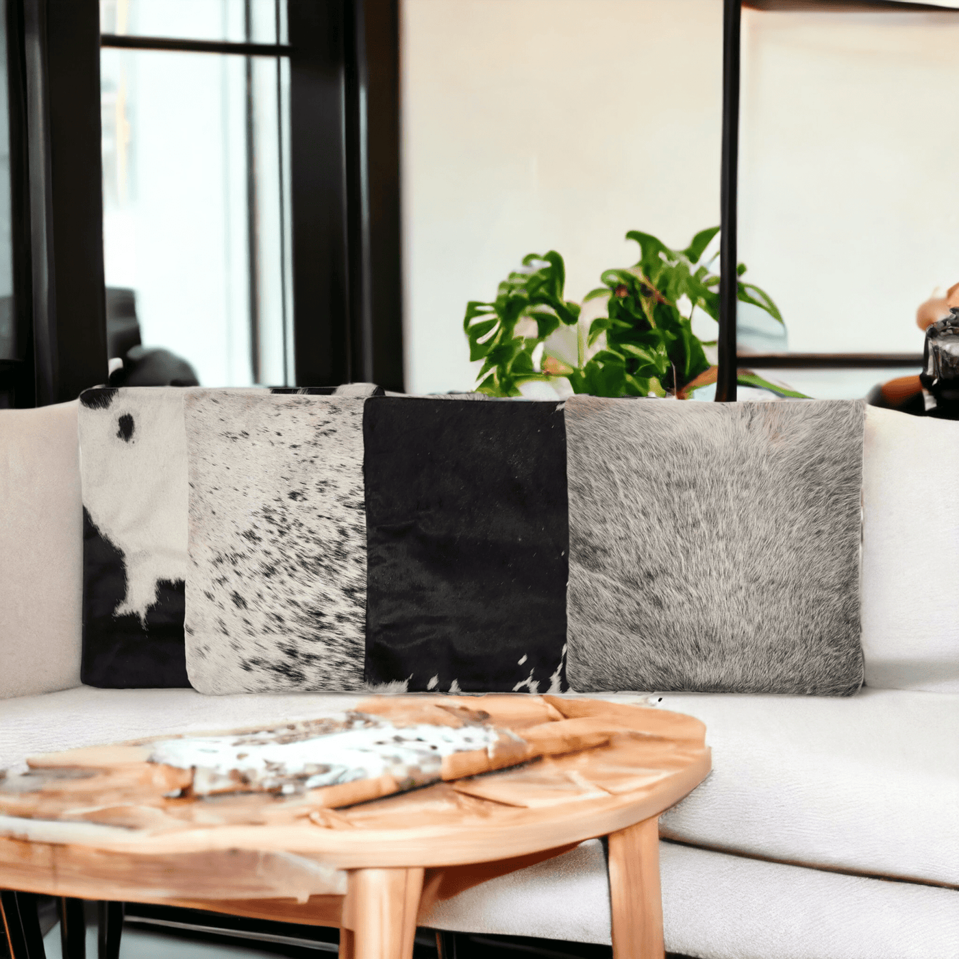18x18 Genuine Cowhide Pillow Covers  Black/White Double Sided Highlands Cowhide Pillow - Ranch Junkie Mercantile LLC 