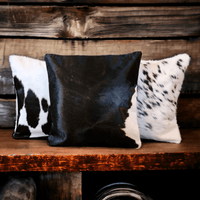 Highlands 18x18 Black/White Genuine Cowhide Pillow Covers Double Sided - Ranch Junkie Mercantile LLC