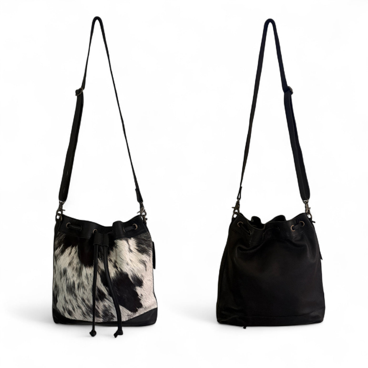 Highlands Large Cowhide Drawstring Bucket Handbag Western Bag - Ranch Junkie Mercantile LLC 