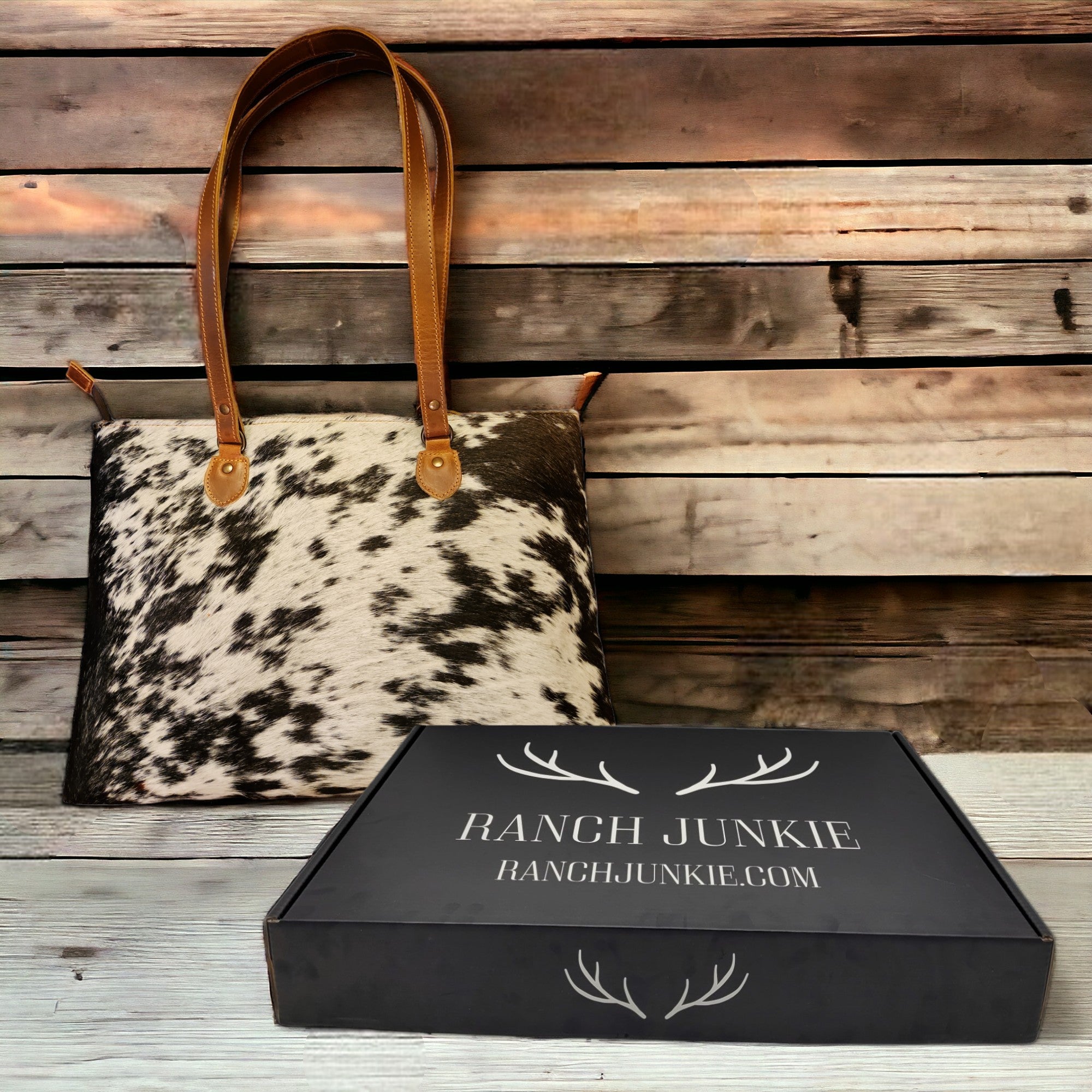 Genuine Cowhide Large Tote Highlands Black Cowhide Tote - Ranch Junkie Mercantile LLC 