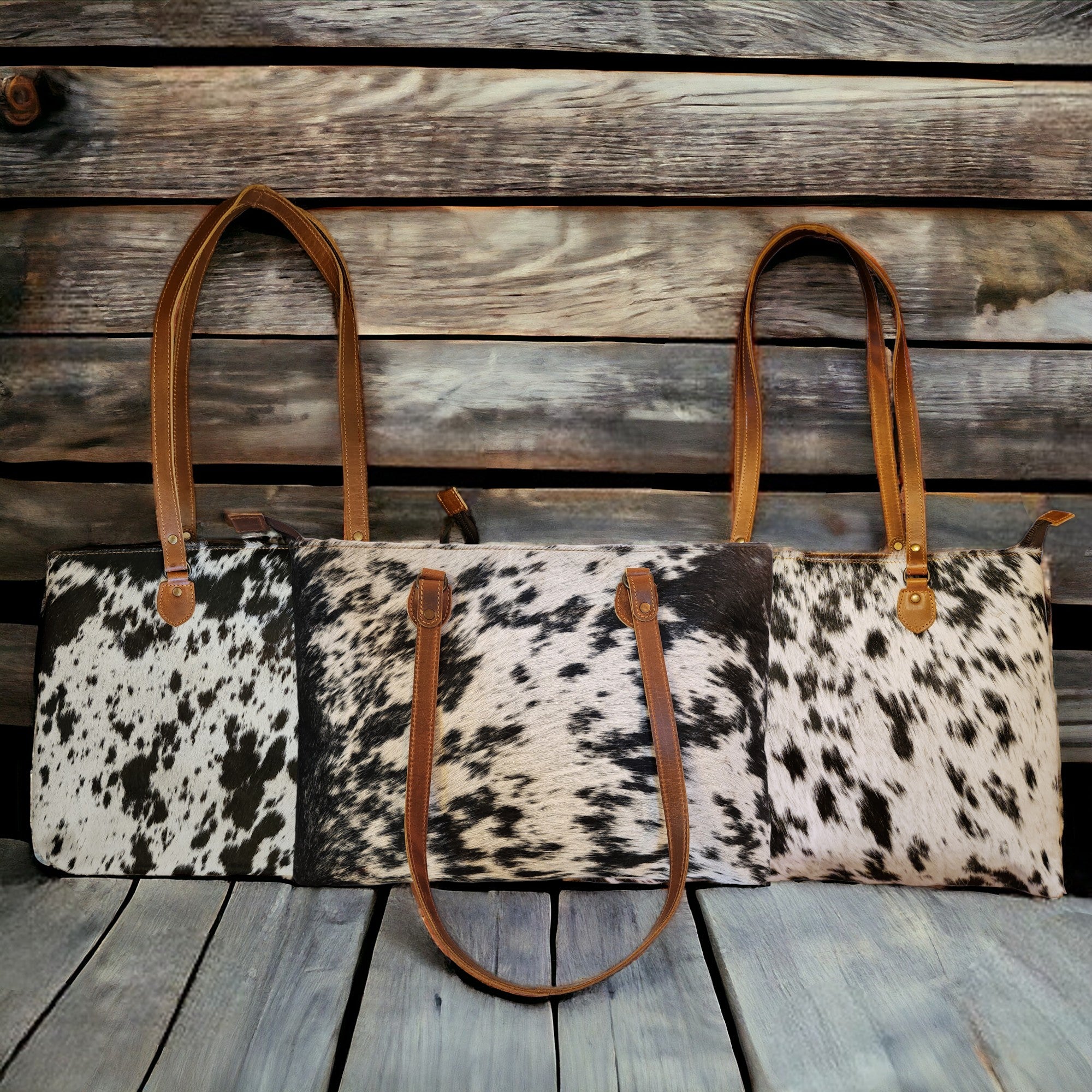 Genuine Cowhide Large Tote Highlands Black Cowhide Tote - Ranch Junkie Mercantile LLC 