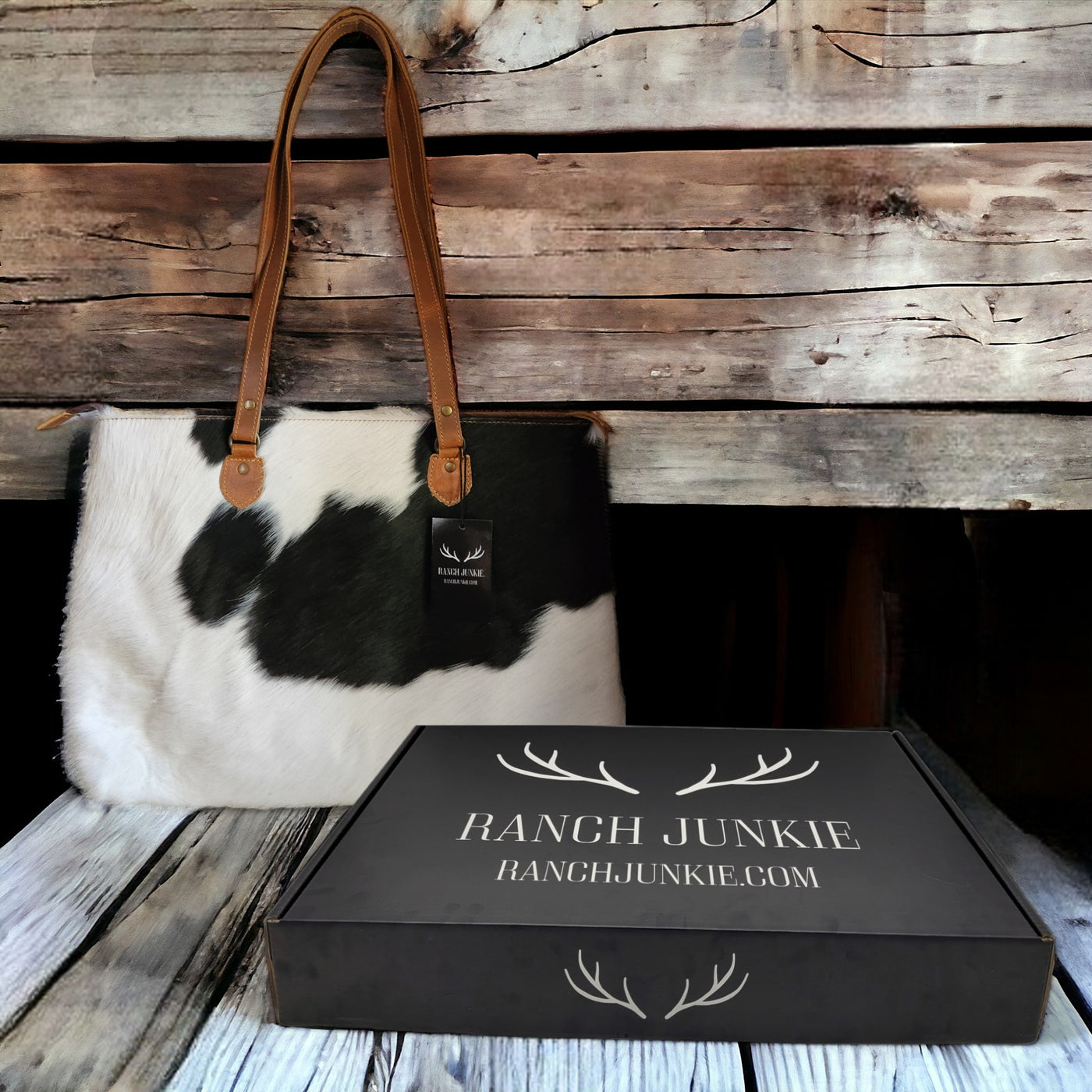 Genuine Cowhide Large Tote Highlands Black Cowhide Tote