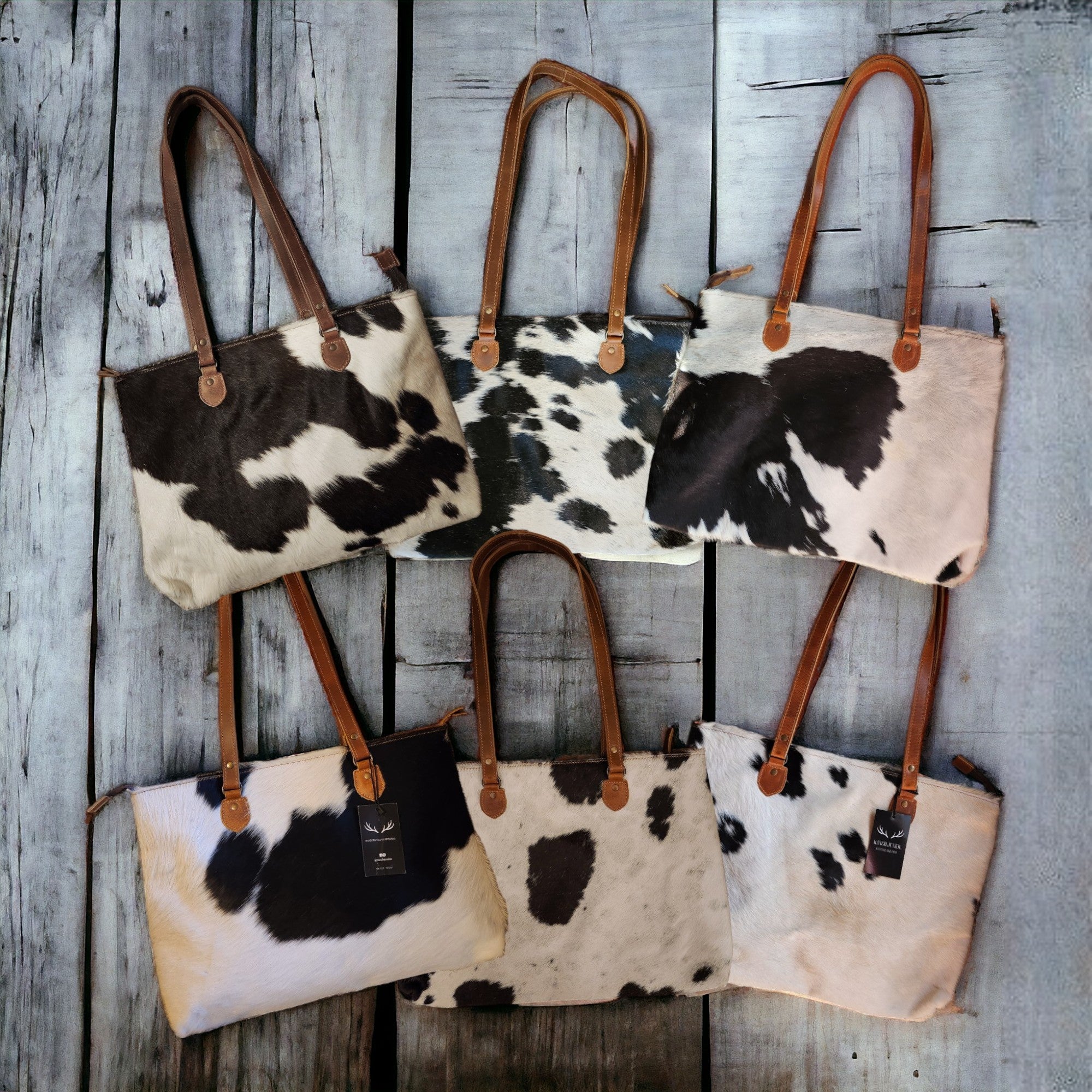 Genuine Cowhide Large Tote Highlands Black Cowhide Tote - Ranch Junkie Mercantile LLC 