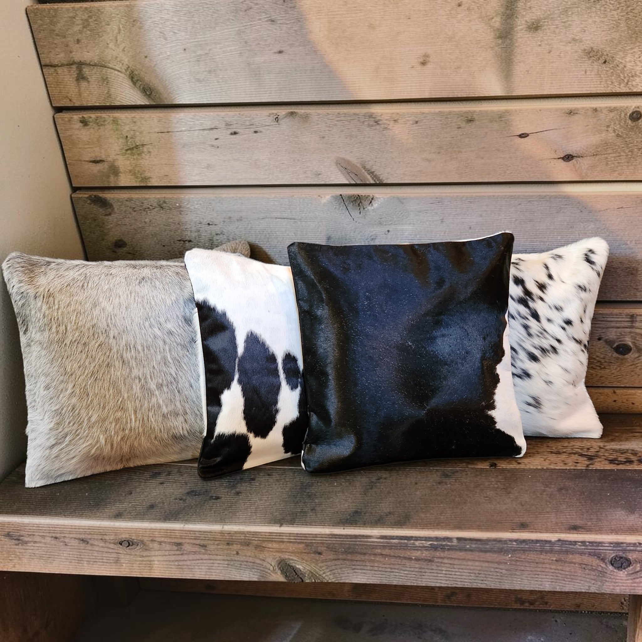 18x18 Genuine Cowhide Pillow Covers  Black/White Double Sided Highlands Cowhide Pillow - Ranch Junkie LLC