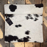 18x18 Genuine Cowhide Pillow Covers  Black/White Double Sided Highlands Cowhide Pillow - Ranch Junkie LLC